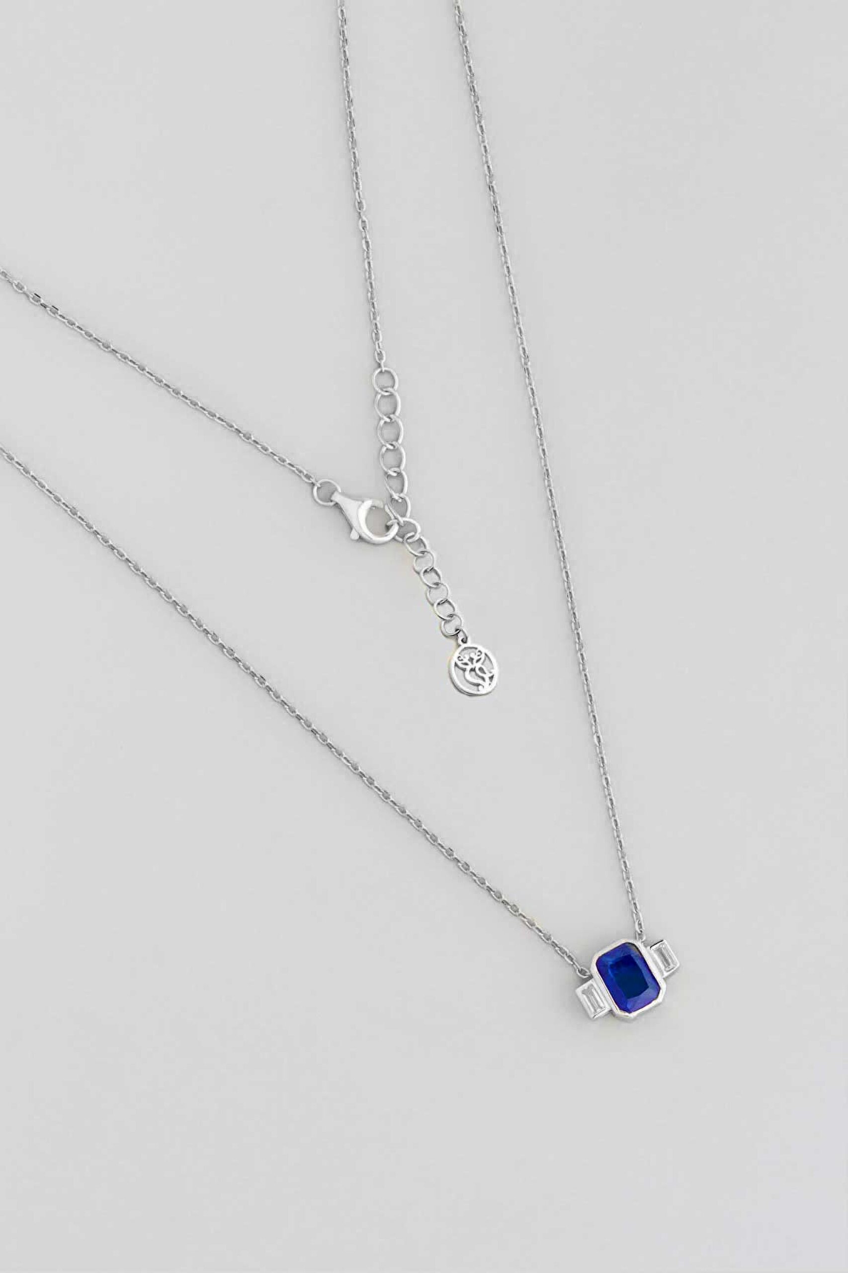 ⁠ Renklerin Büyüsü 18 Ayar Beyaz Altın Kaplama 45 Cm Gümüş Baget Kolye_0}