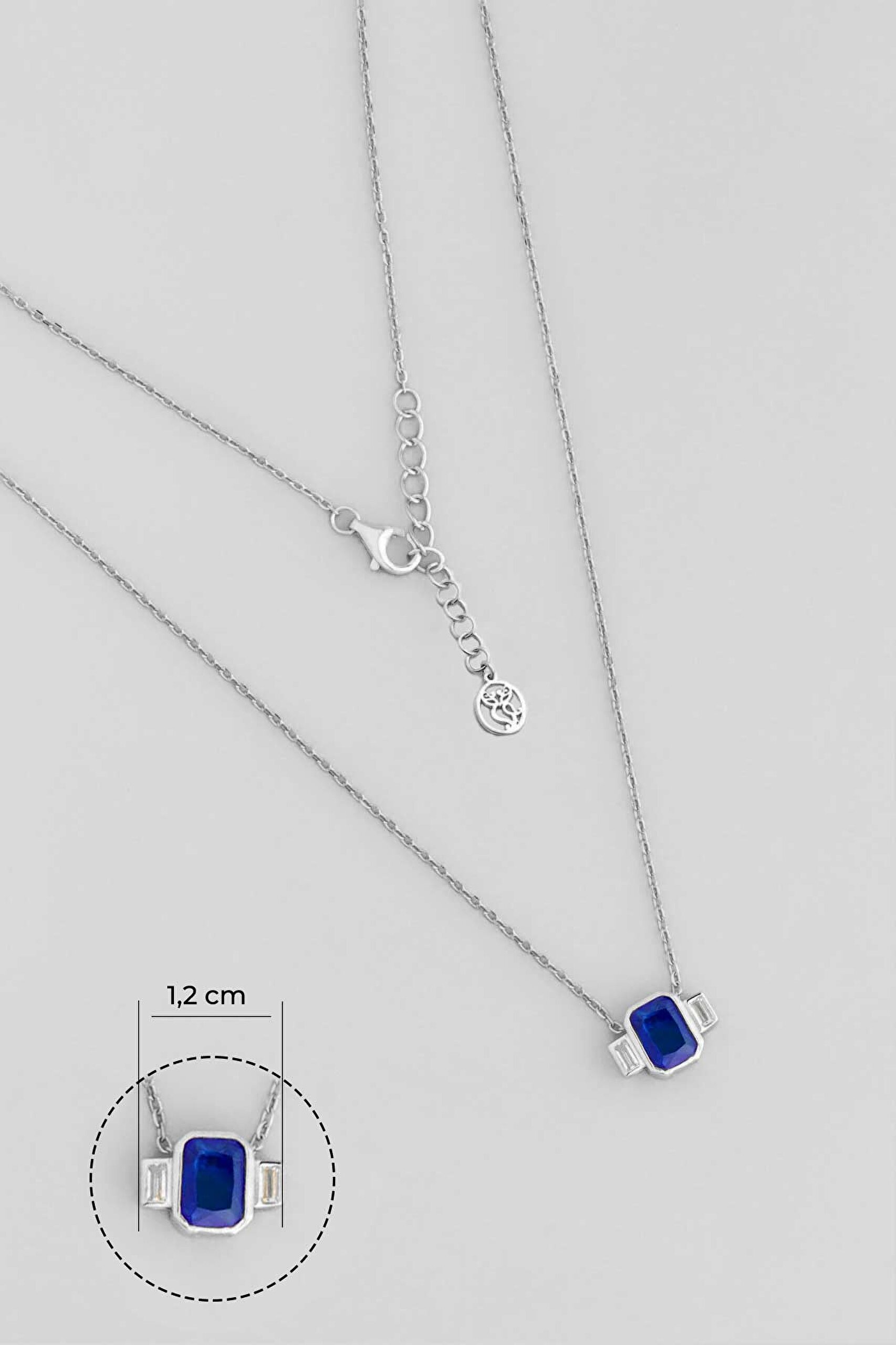 ⁠ Renklerin Büyüsü 18 Ayar Beyaz Altın Kaplama 45 Cm Gümüş Baget Kolye_2}