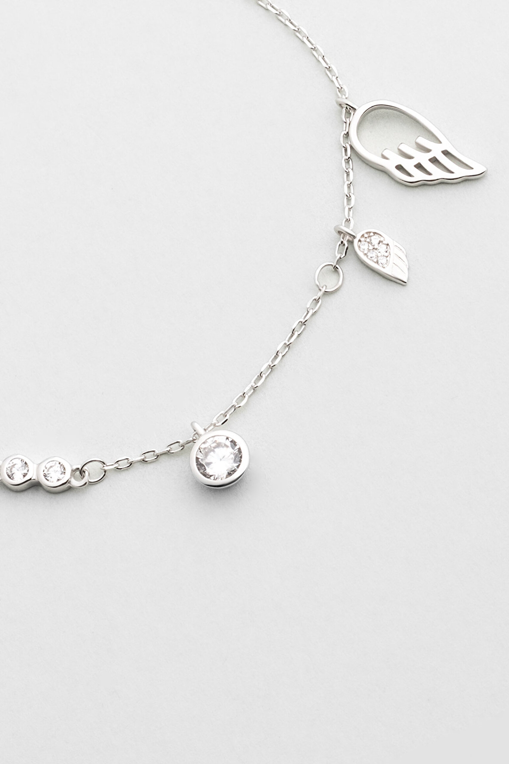 ⁠ Melek Kanadı 18 Ayar Beyaz Altın Kaplama 20 Cm Gümüş Minimal Bileklik_4}