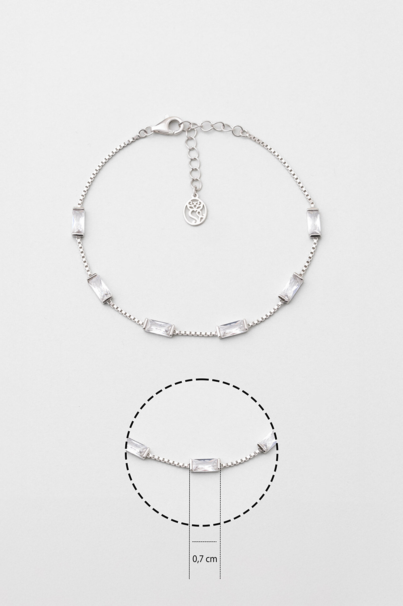 ⁠ Berrak Güzellik 18 Ayar Beyaz Altın Kaplama Gümüş Bileklik_2}