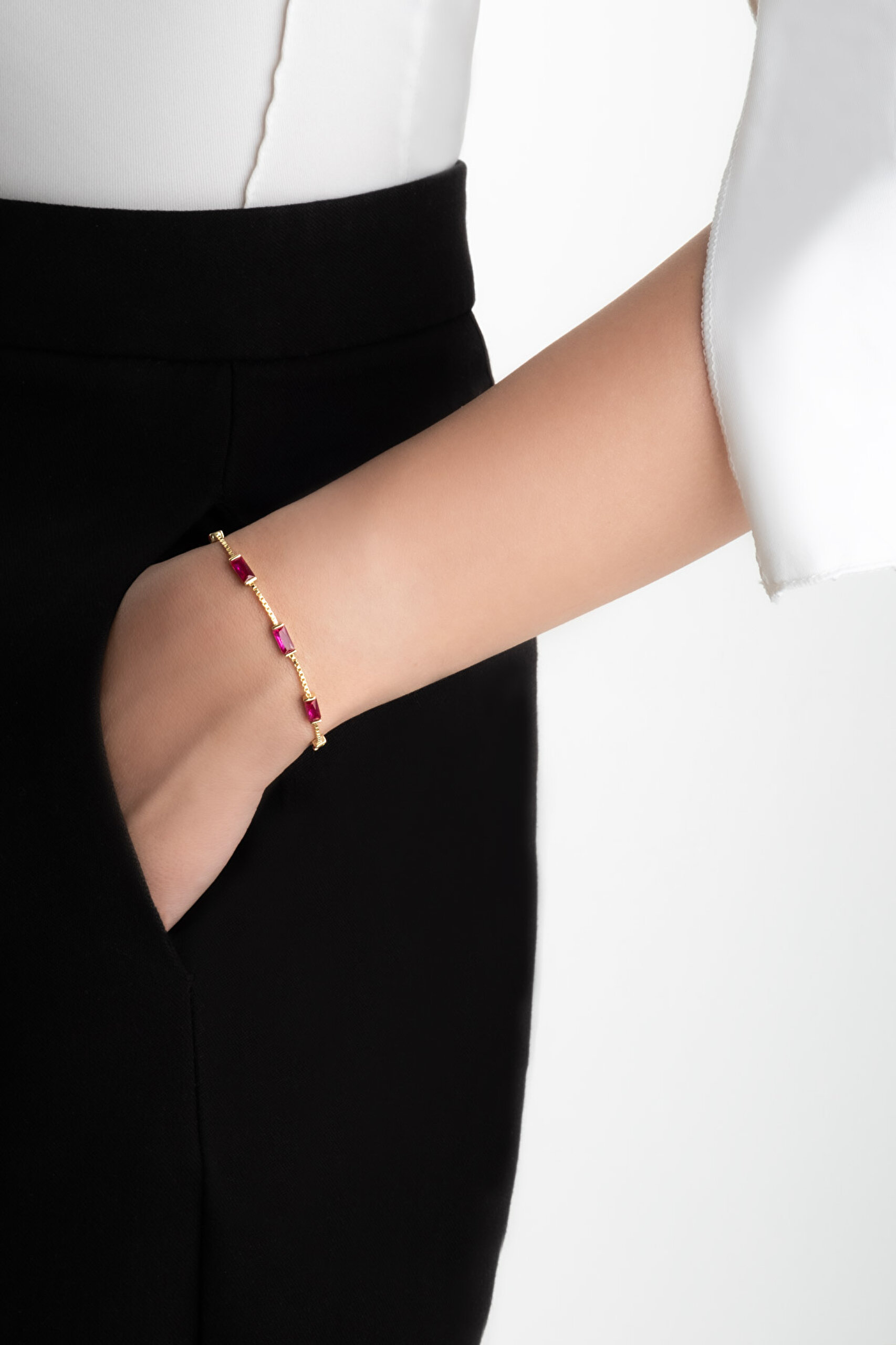 ⁠ Berrak Güzellik 18 Ayar Sarı Altın Kaplama Gümüş Bileklik_3}