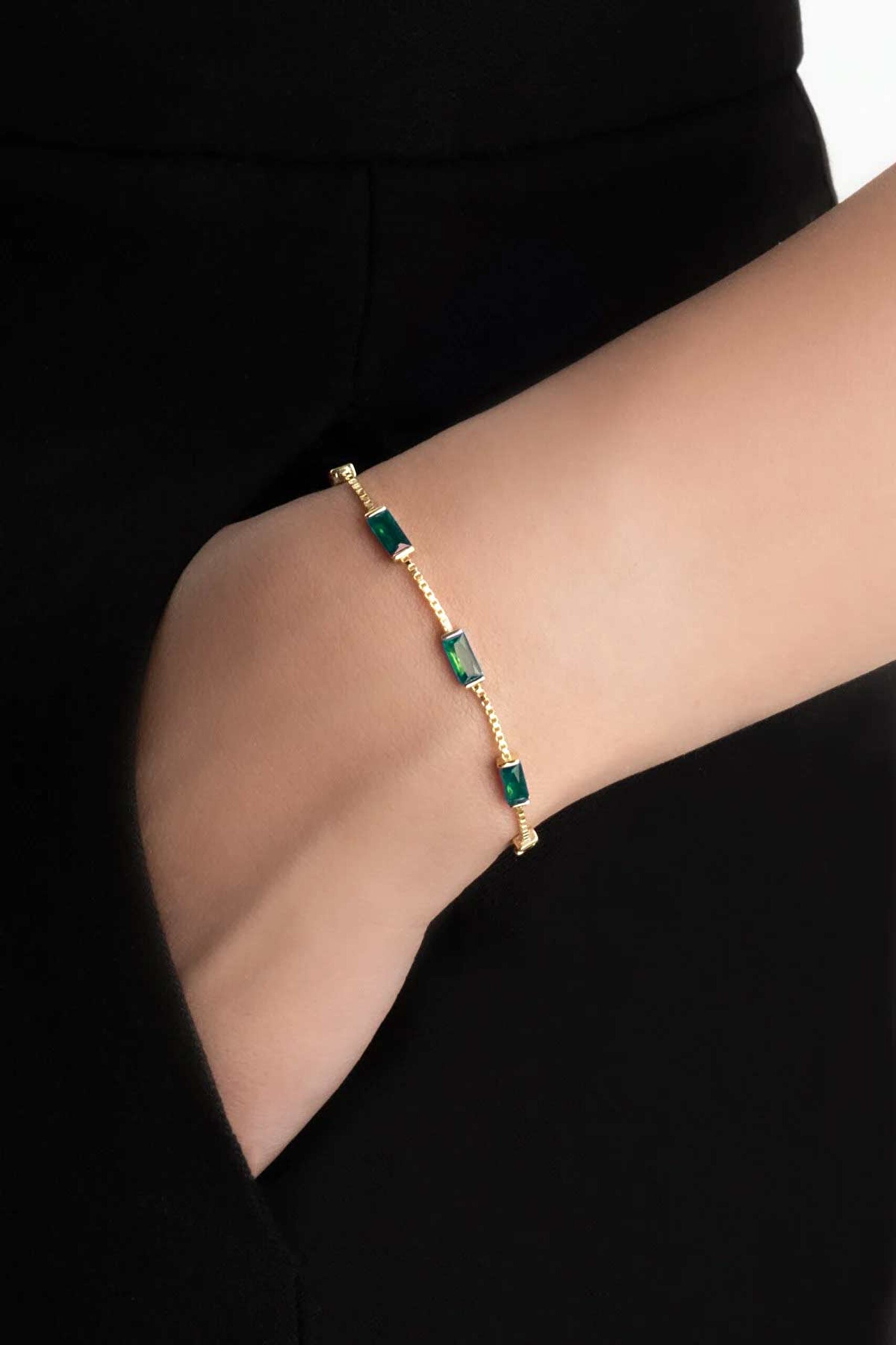 ⁠ Berrak Güzellik 18 Ayar Sarı Altın Kaplama Gümüş Bileklik_1}