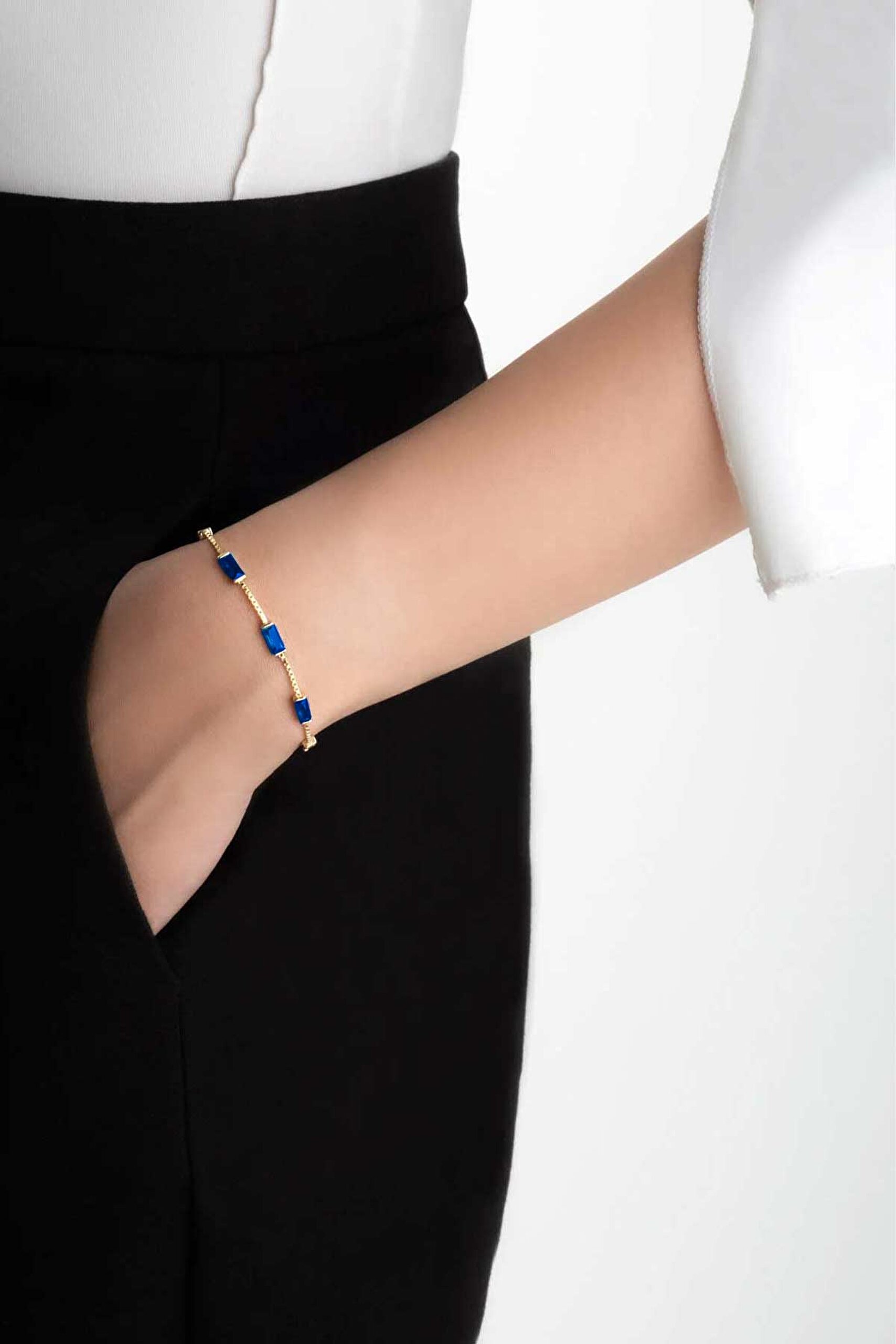 ⁠ Berrak Güzellik 18 Ayar Sarı Altın Kaplama Gümüş Bileklik_3}