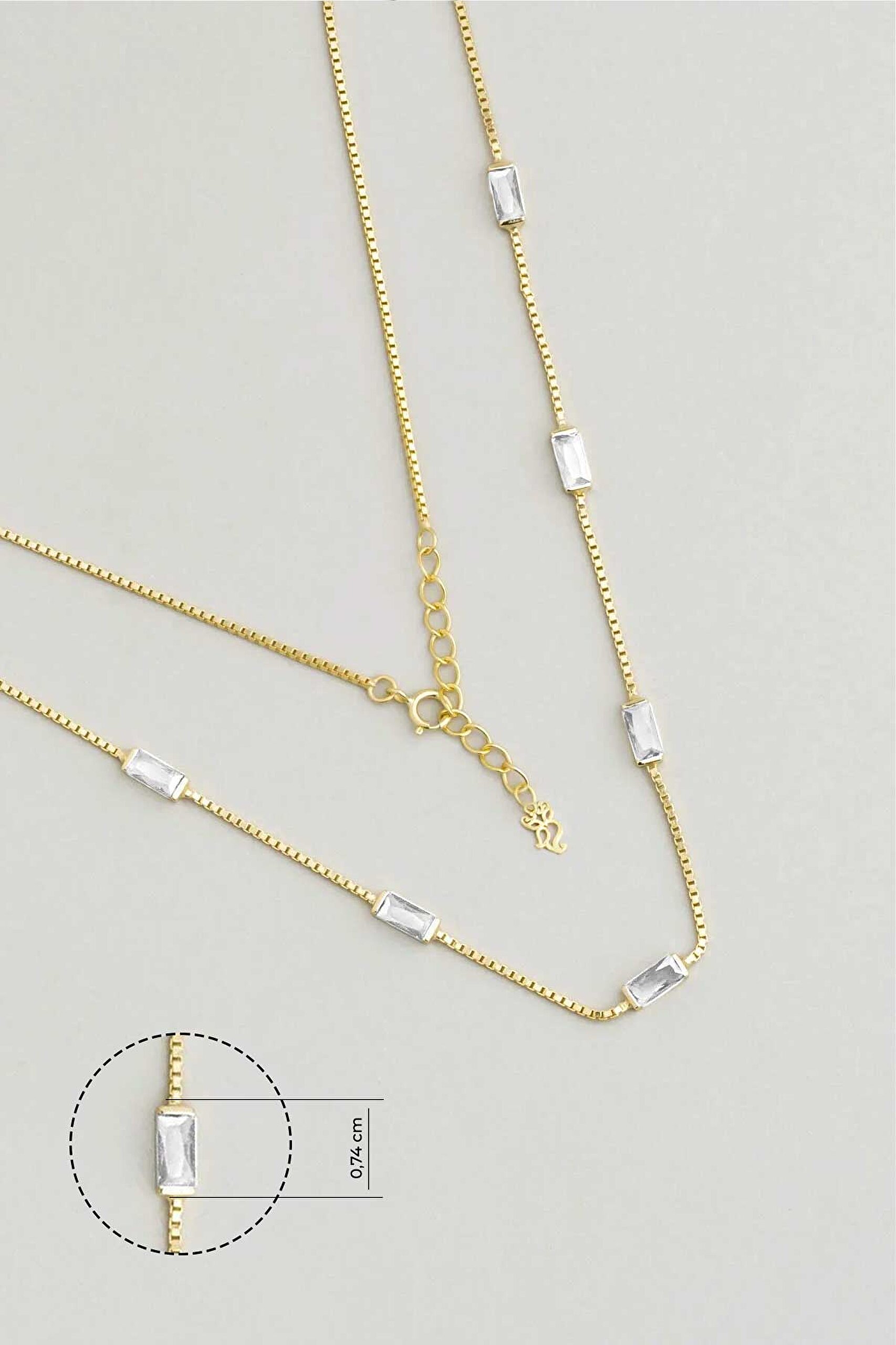 ⁠ Berrak Güzellik  18 Ayar Sarı Altın Kaplama 45 Cm Gümüş Kolye_2}