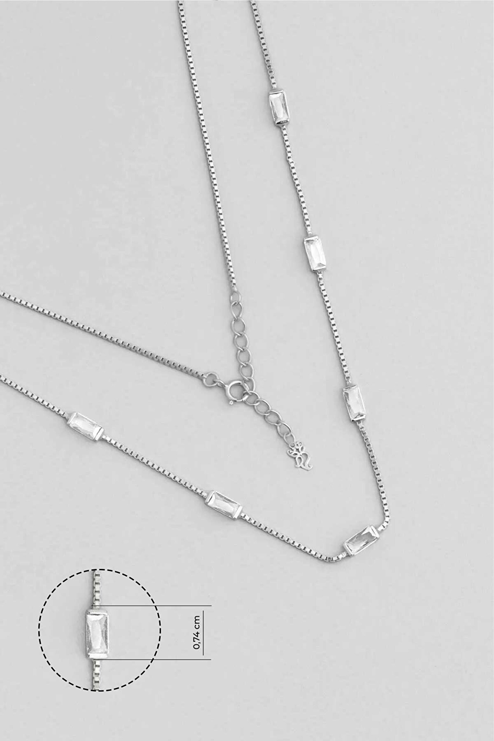 ⁠ Berrak Güzellik  18 Ayar Beyaz Altın Kaplama 45 Cm Gümüş Kolye_2}