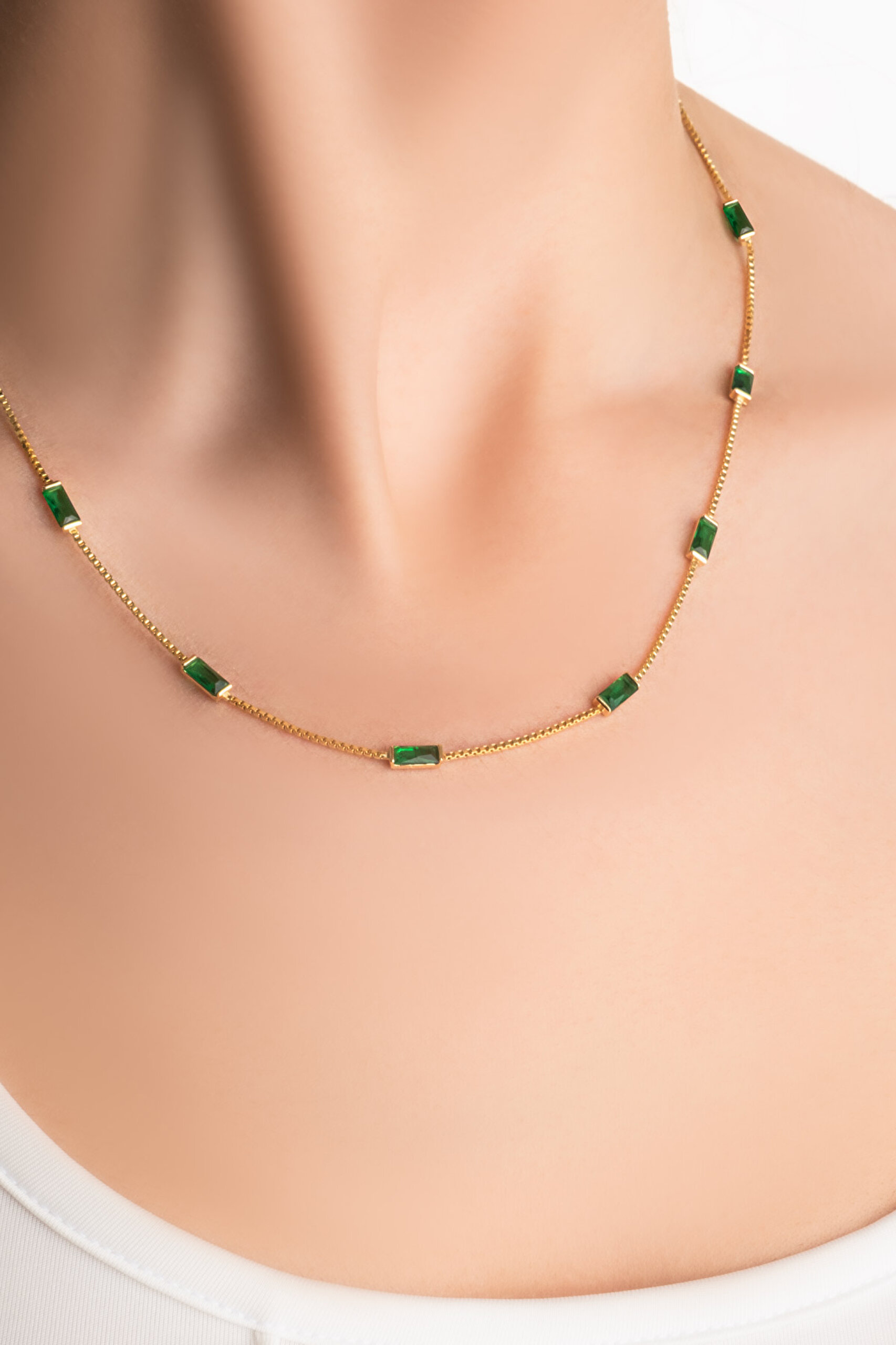 ⁠ Berrak Güzellik  18 Ayar Sarı Altın Kaplama 45 Cm Gümüş Kolye_1}