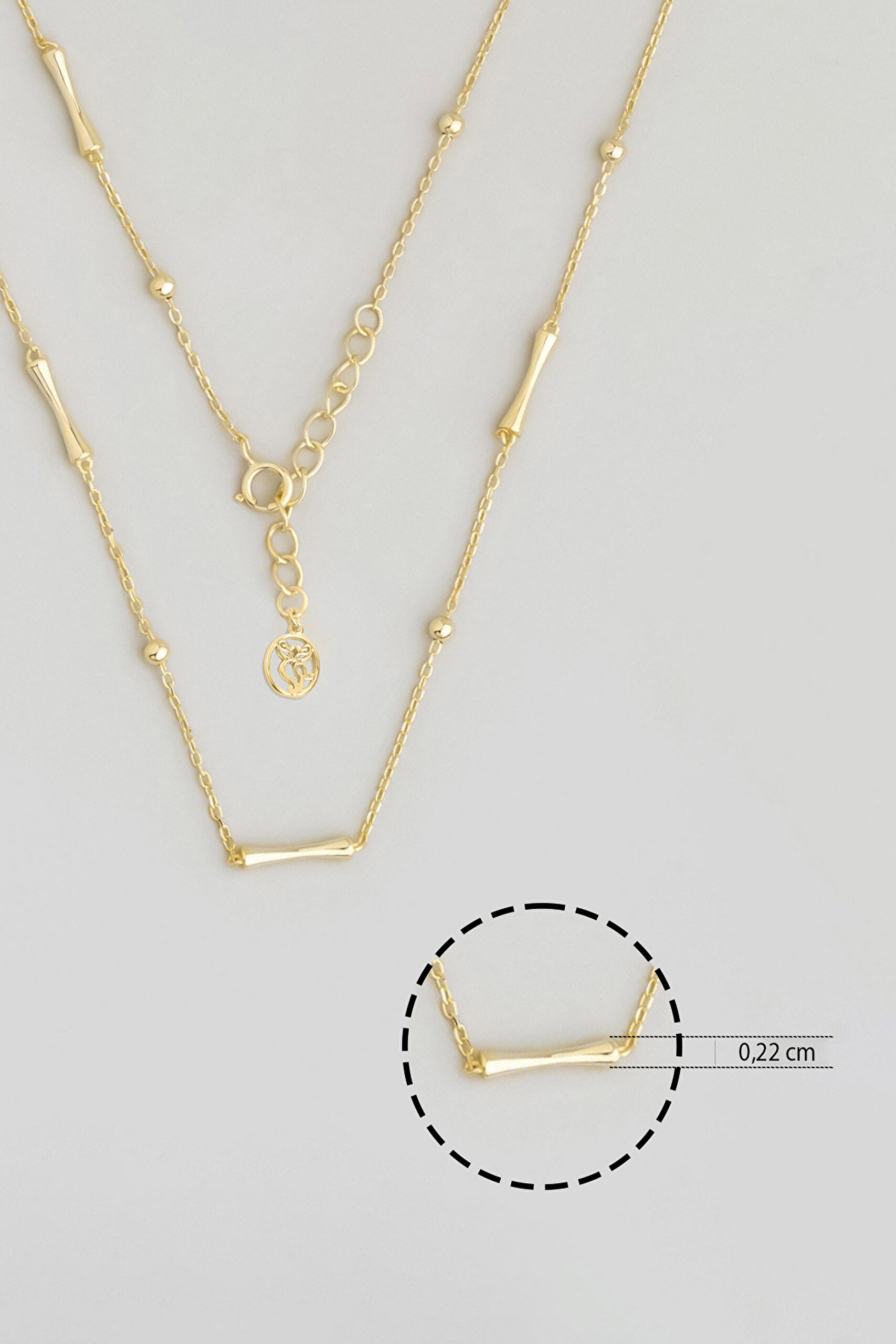 ⁠ Minimal Dizayn 18 Ayar Sarı Altın Kaplama 45 Cm Gümüş Zincir Kolye_2}