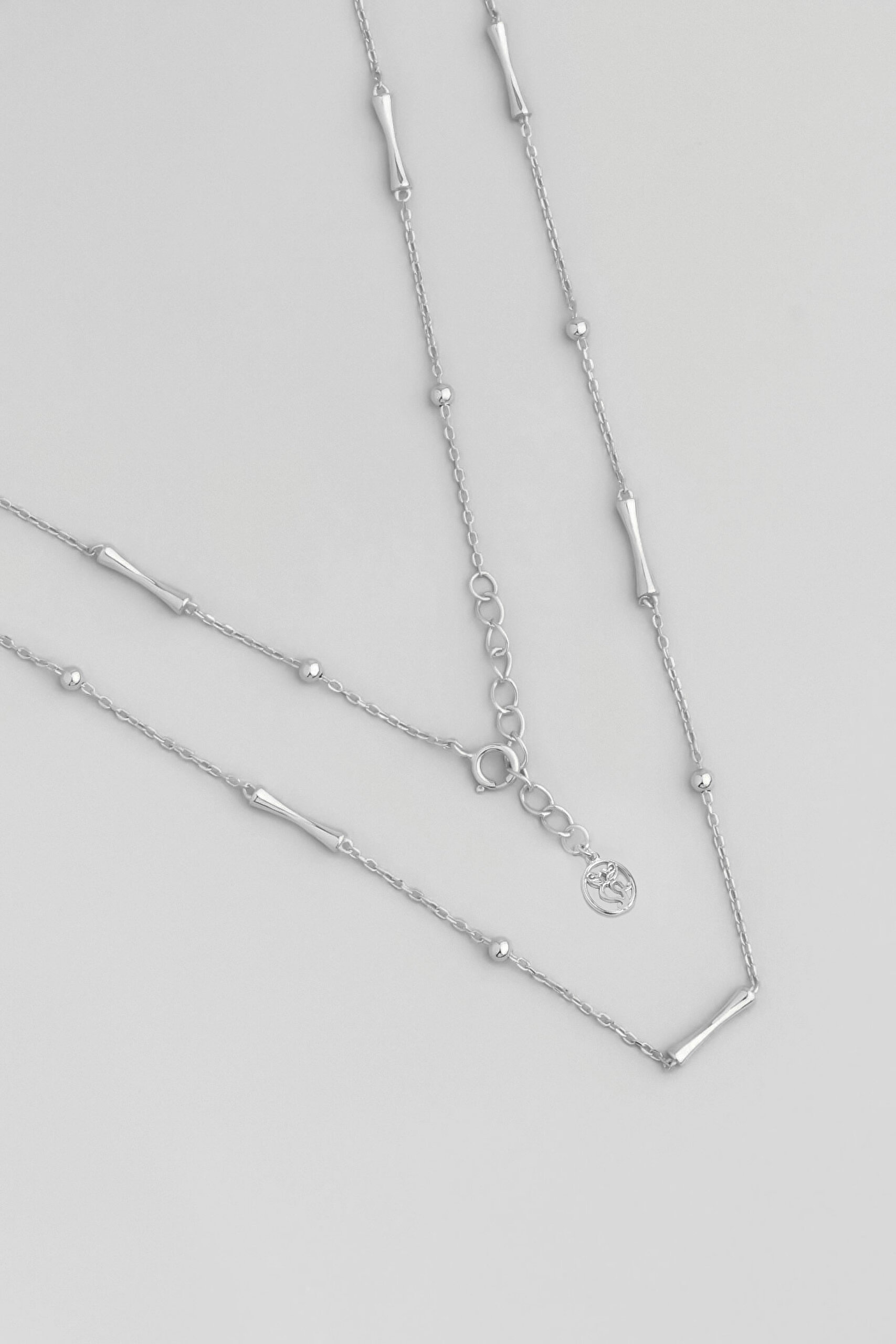 ⁠ Minimal Dizayn 18 Ayar Beyaz Altın Kaplama 45 Cm Gümüş Zincir Kolye_0}