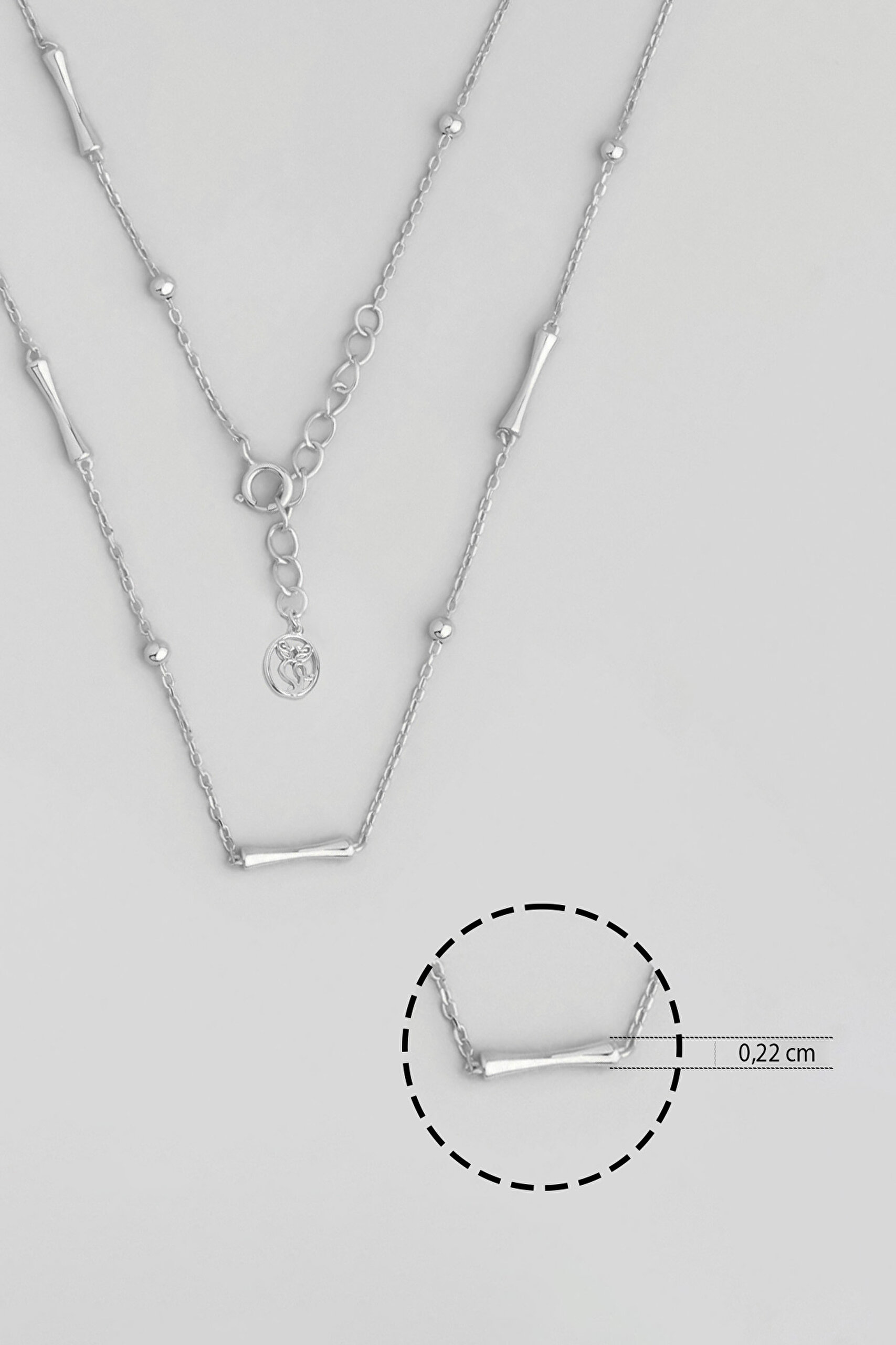 ⁠ Minimal Dizayn 18 Ayar Beyaz Altın Kaplama 45 Cm Gümüş Zincir Kolye_2}