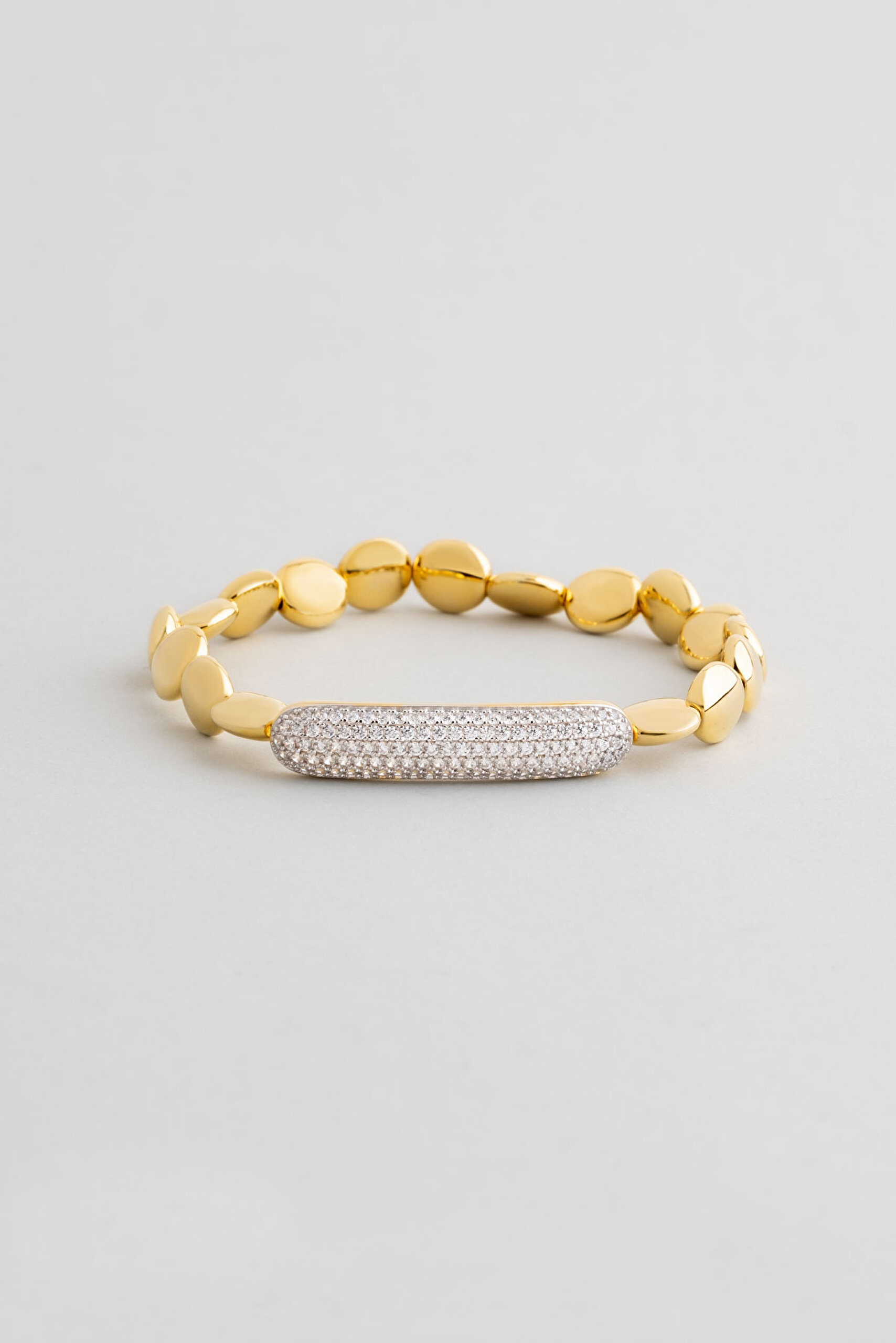 ⁠ İkonik Tasarım 18 Ayar Sarı Altın Kaplama Gümüş Bileklik_0}