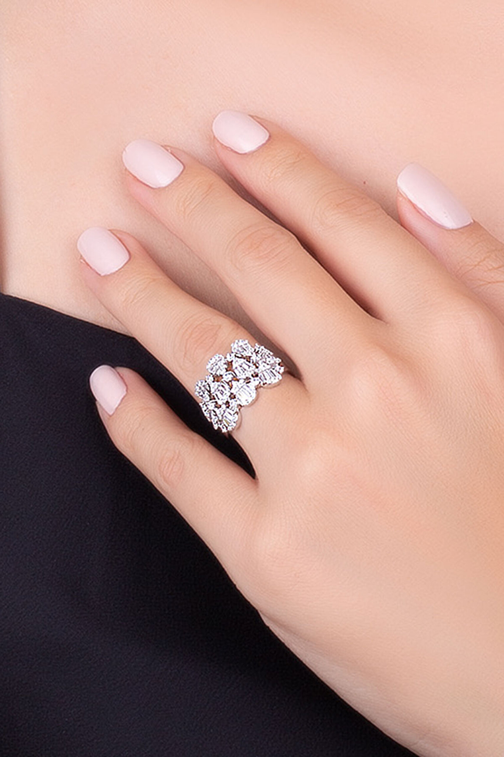 ⁠ İlk Aşk 18 Ayar Beyaz Altın Kaplama Ayarlanabilir Gümüş Yüzük_1}