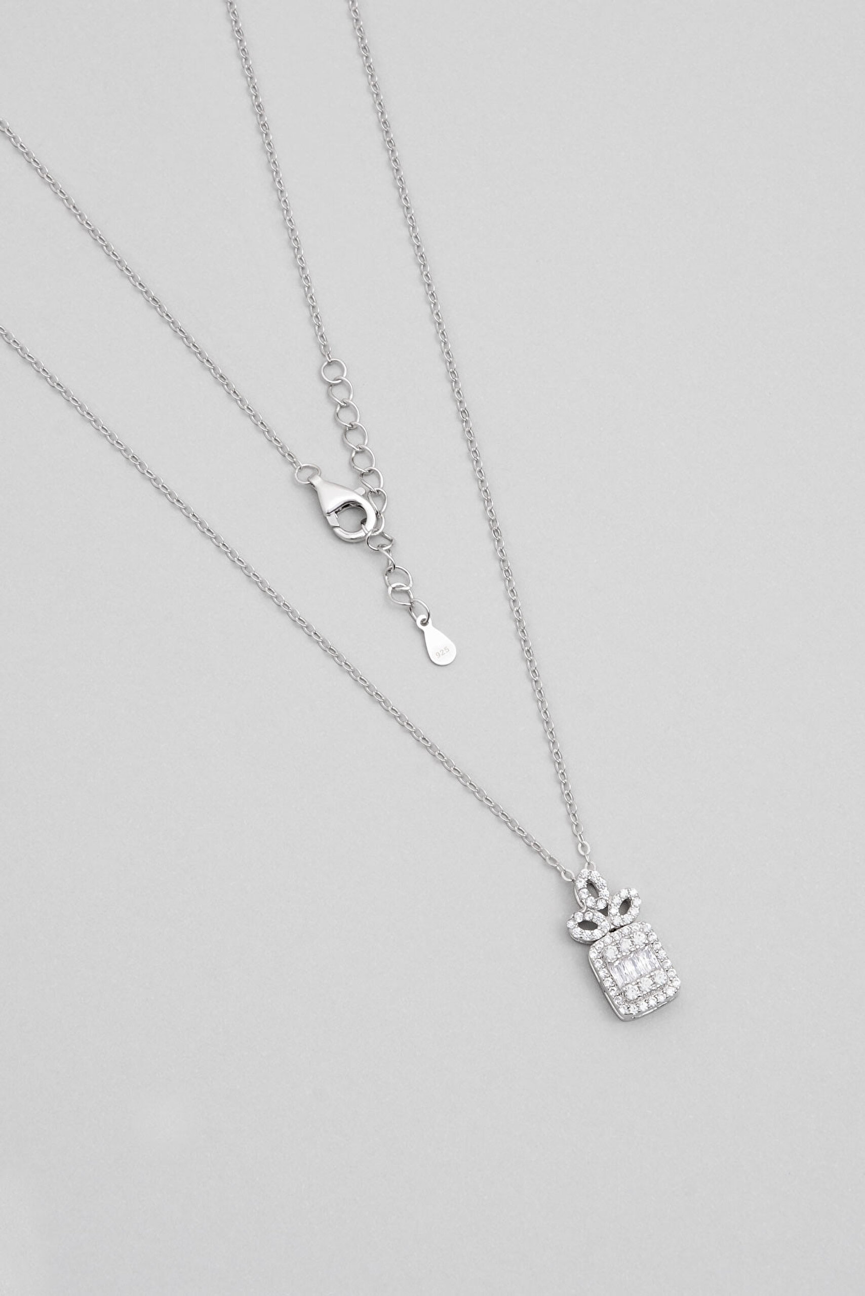 ⁠ Baget Tasarım 18 Ayar Beyaz Altın Kaplama 45 Cm Gümüş Minimal Kolye_0}