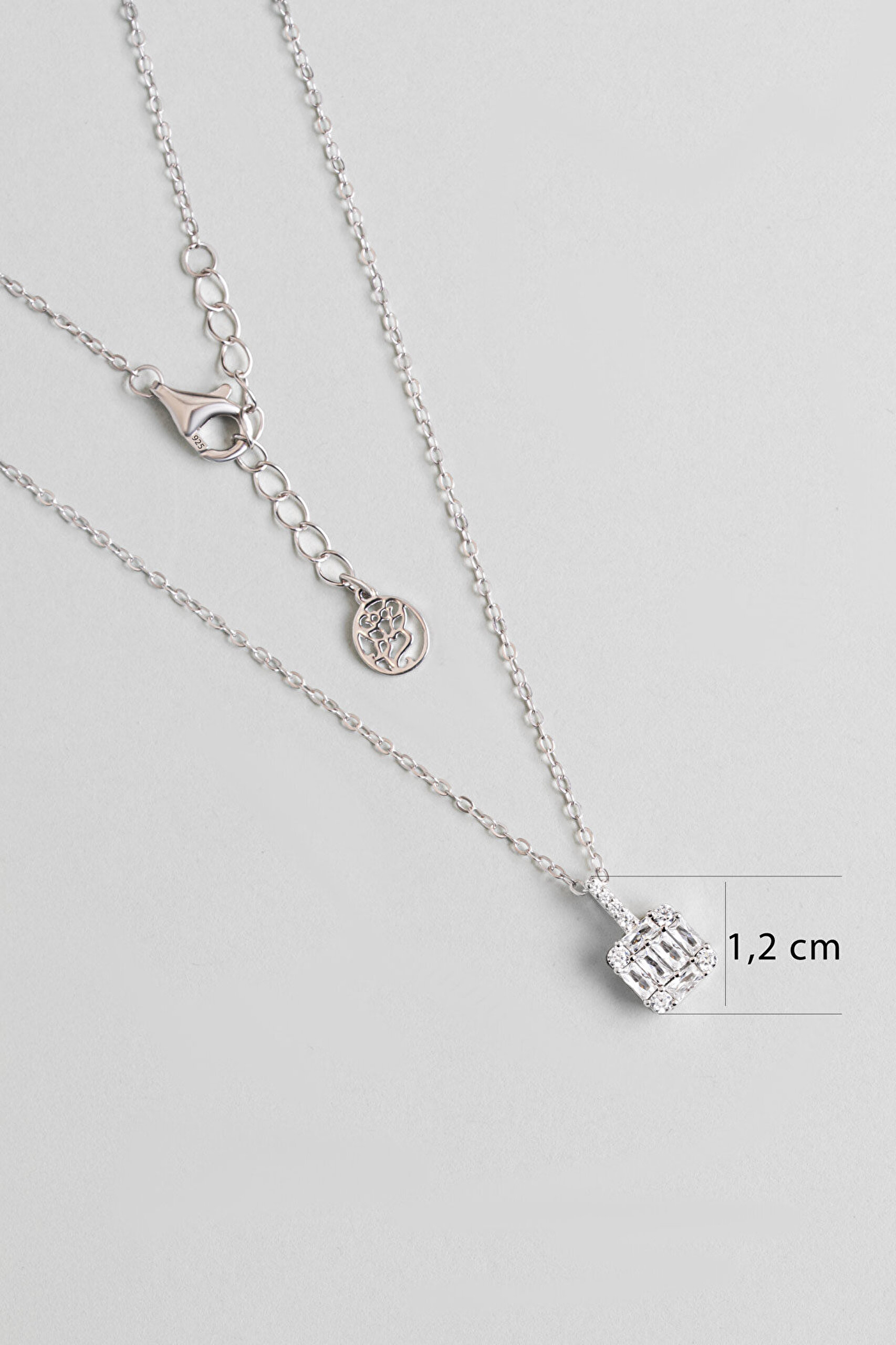 Baget Rüyası 18 Ayar Beyaz Altın Kaplama 45 Cm Gümüş Minimal Kolye - 2