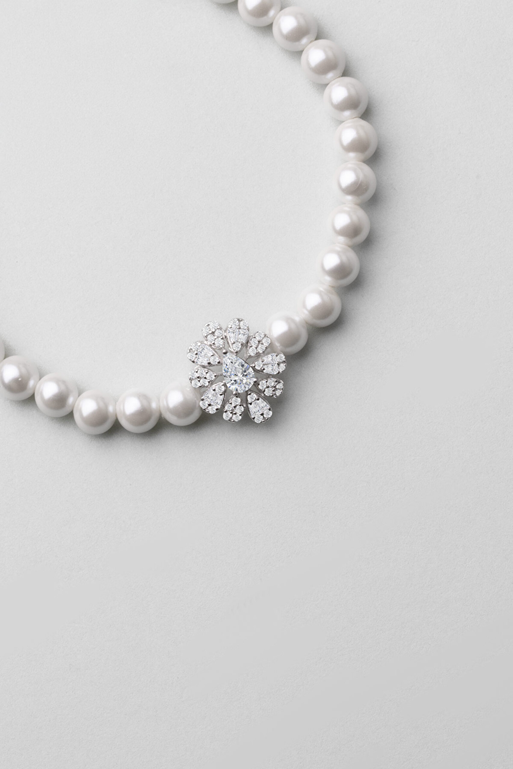 ⁠ Emma 18 Ayar Beyaz Altın Kaplama 18 Cm Gümüş İnci Bileklik_4}