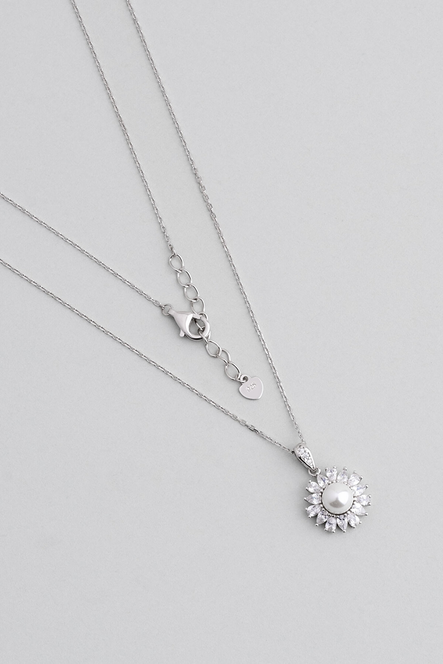 ⁠ İnci Güzeli 18 Ayar Beyaz Altın Kaplama 45 Cm  Gümüş Minimal Kolye_0}