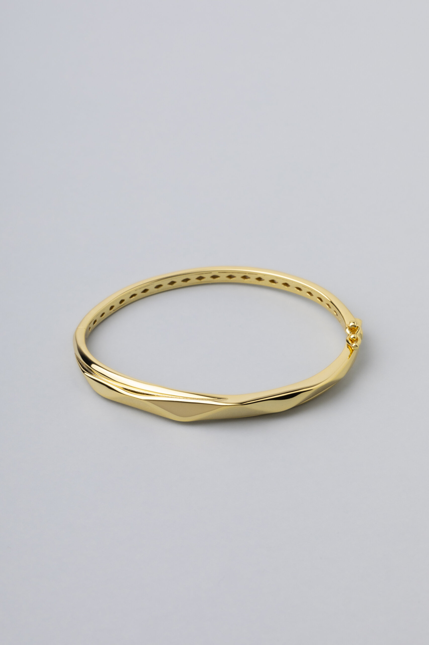 Modern Tasarım 18 Ayar Sarı Altın Kaplama Gümüş Kelepçe Bileklik