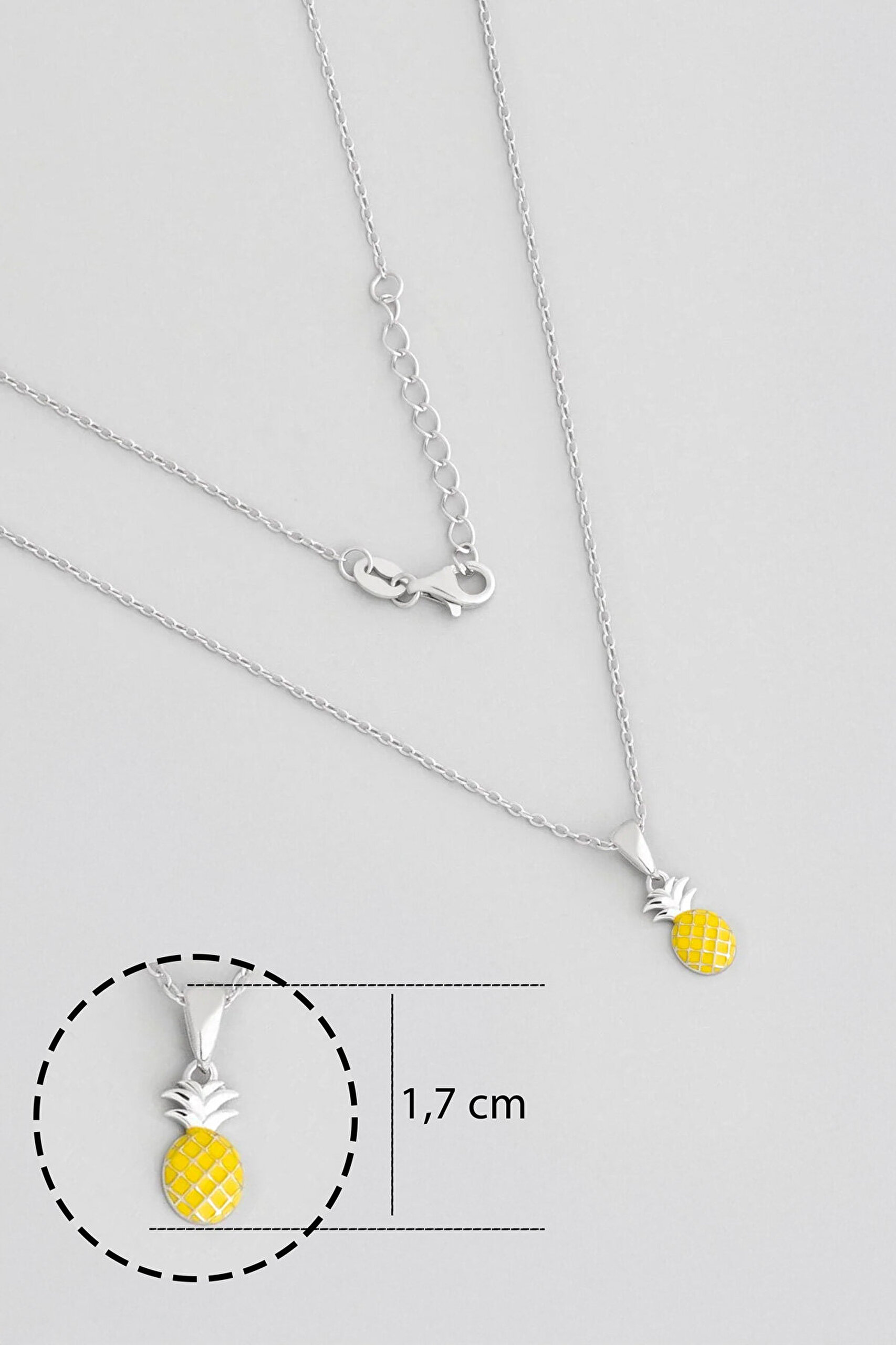 Sevimli Ananas 18 Ayar Beyaz Altın Kaplama 38  Cm Gümüş Çocuk Kolye - 2