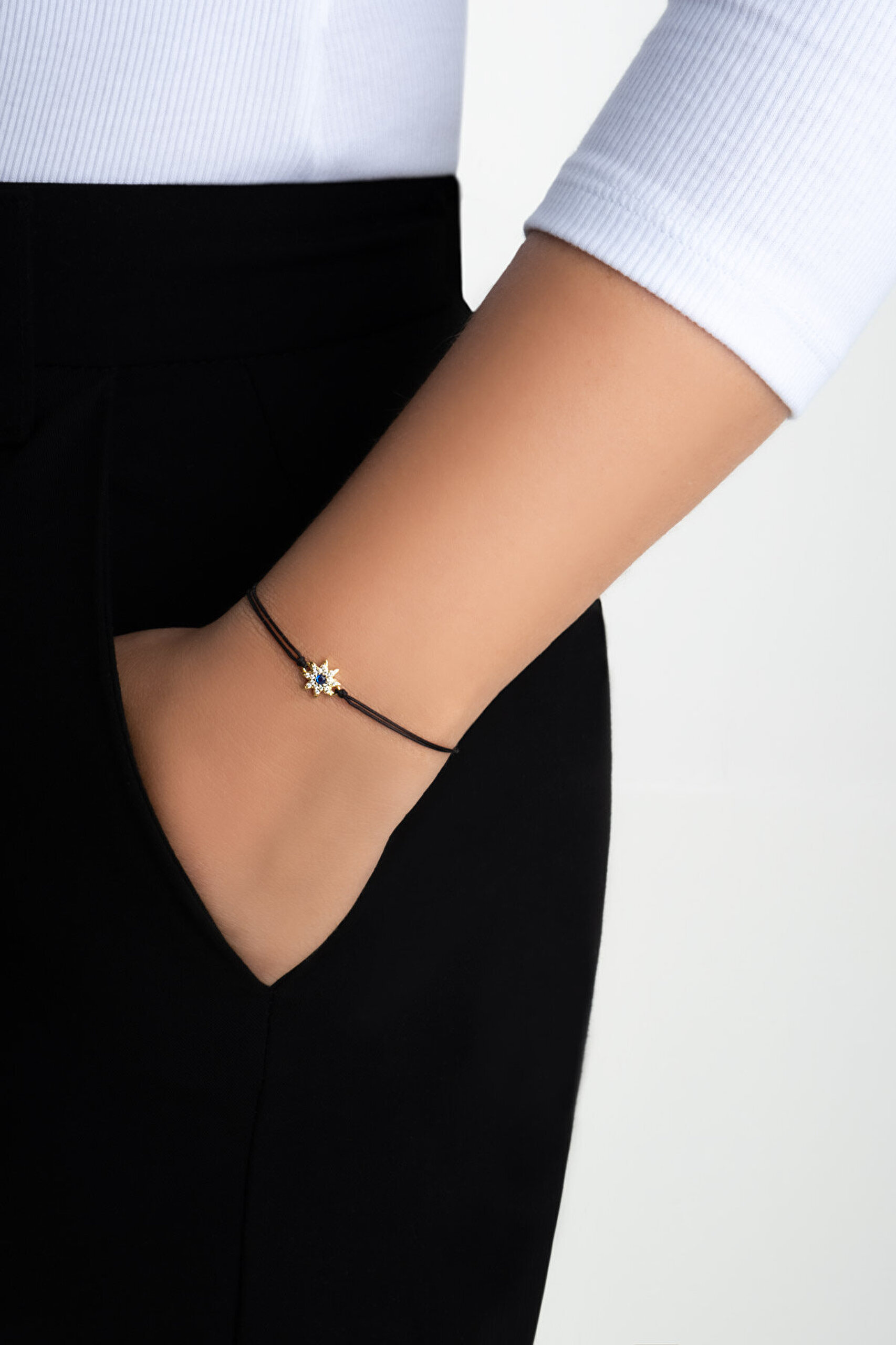 Minimal Çiçek 18 Ayar Sarı Altın Kaplama Ayarlanabilir Gümüş Arkadaşlık Bilekliği - 2