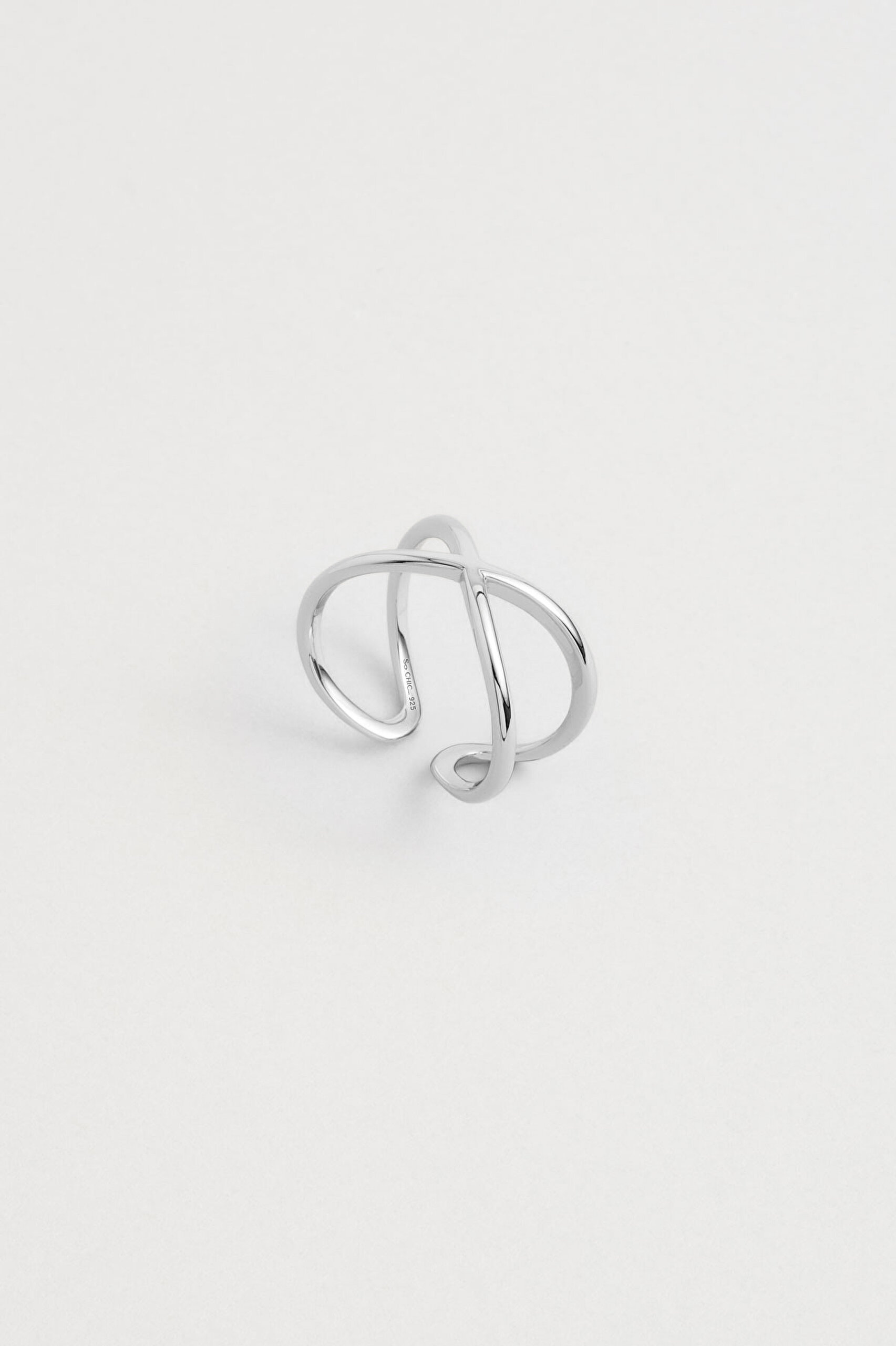 ⁠ İki Yol 18 Ayar Beyaz Altın Kaplama Ayarlanabilir Gümüş Minimal Yüzük_0}