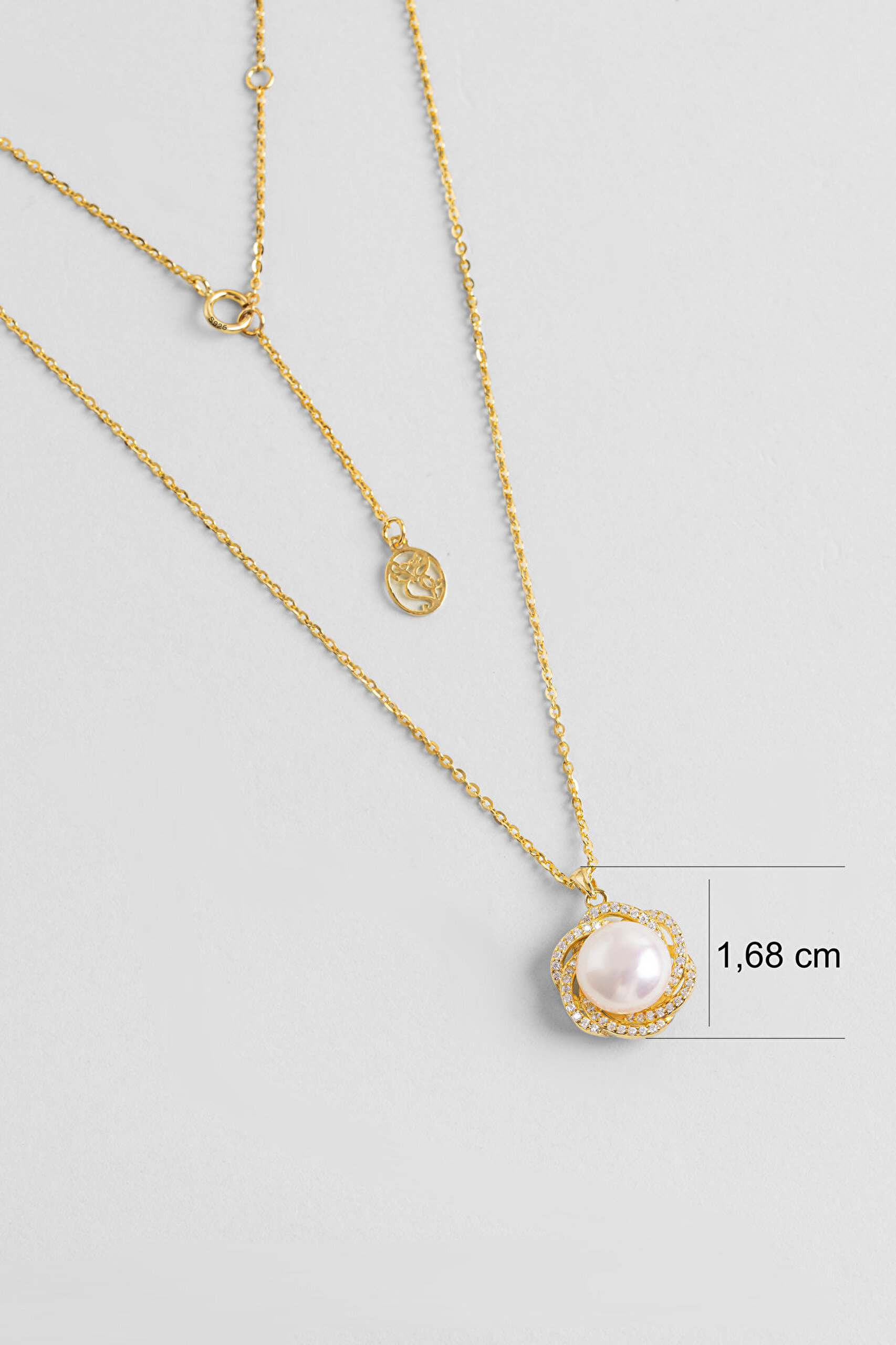 İnci Çiçeği 18 Ayar Sarı Altın Kaplama 46 Cm Gümüş Minimal Kolye - 2