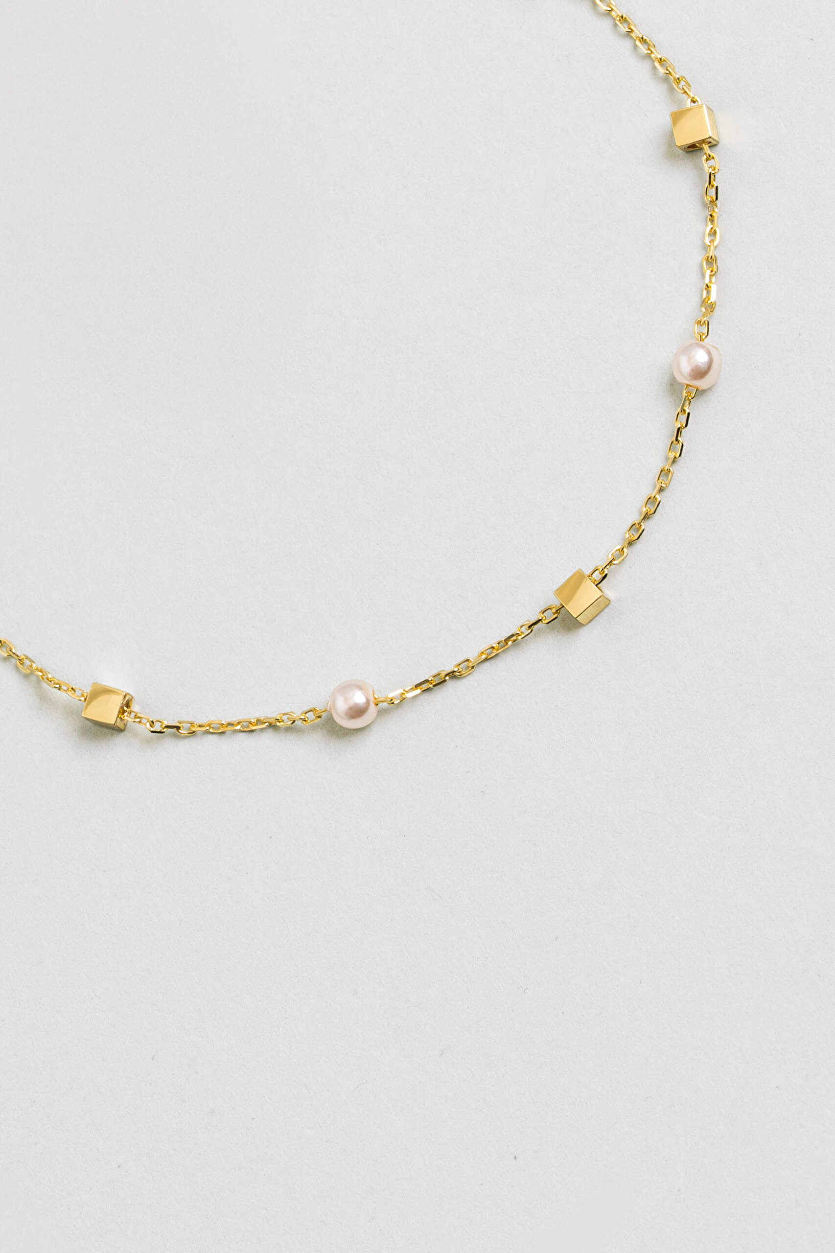 Pearl 18 Ayar Sarı Altın Kaplama 21 Cm Gümüş Minimal Bileklik - 4