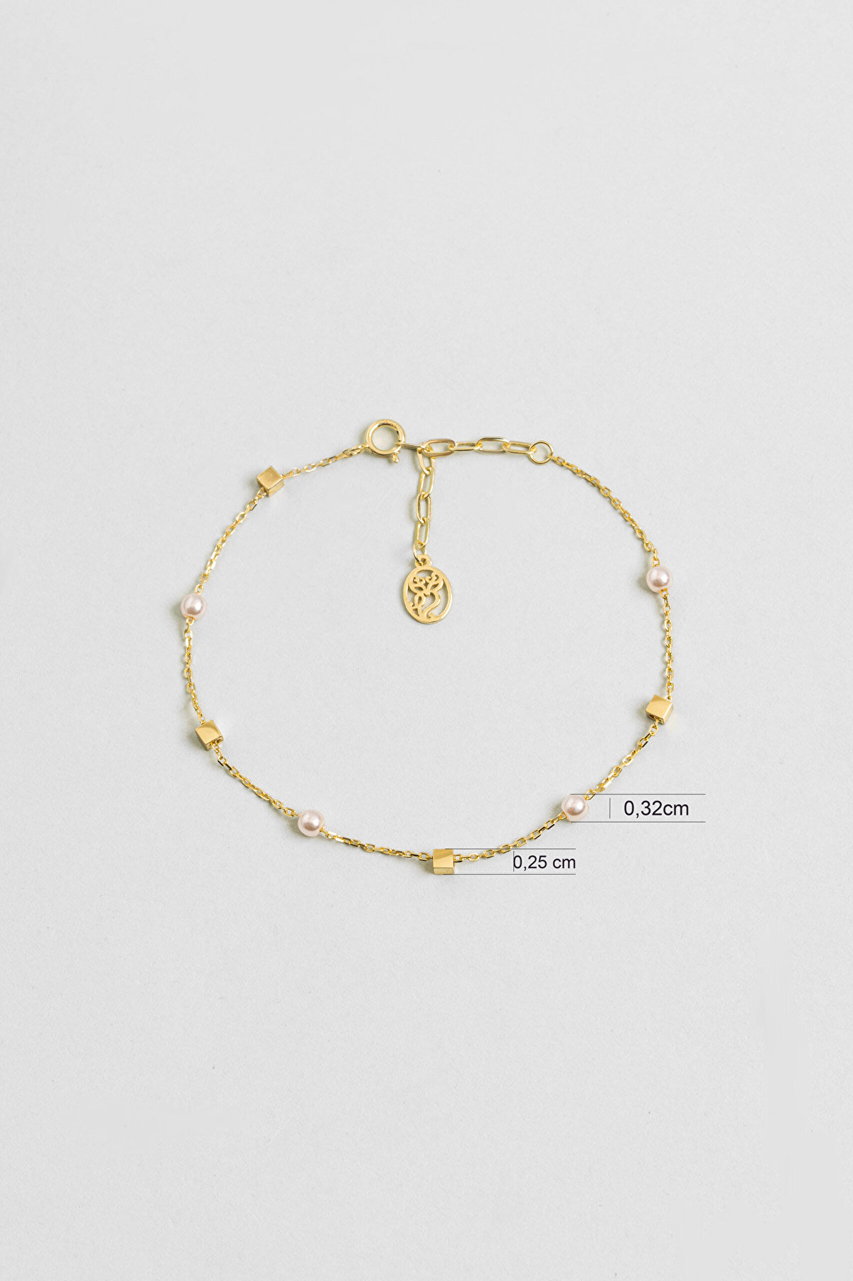Pearl 18 Ayar Sarı Altın Kaplama 21 Cm Gümüş Minimal Bileklik - 2