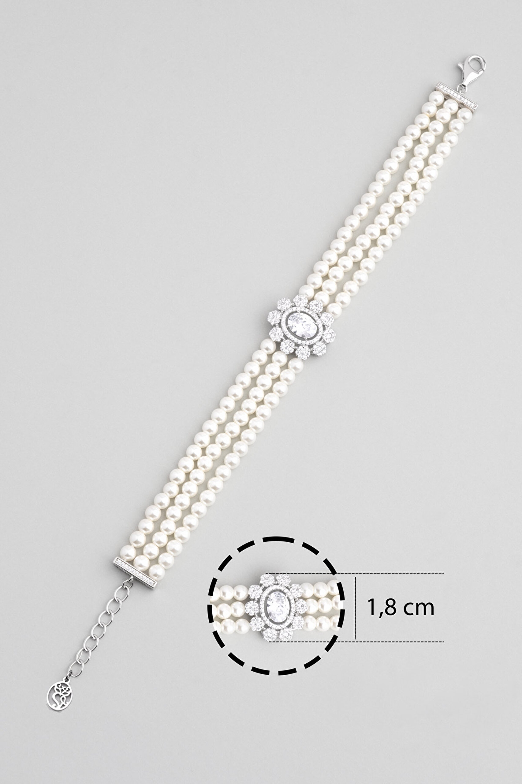 ⁠ Diana 18 Ayar Beyaz Altın Kaplama Gümüş Tasarım Bileklik_2}