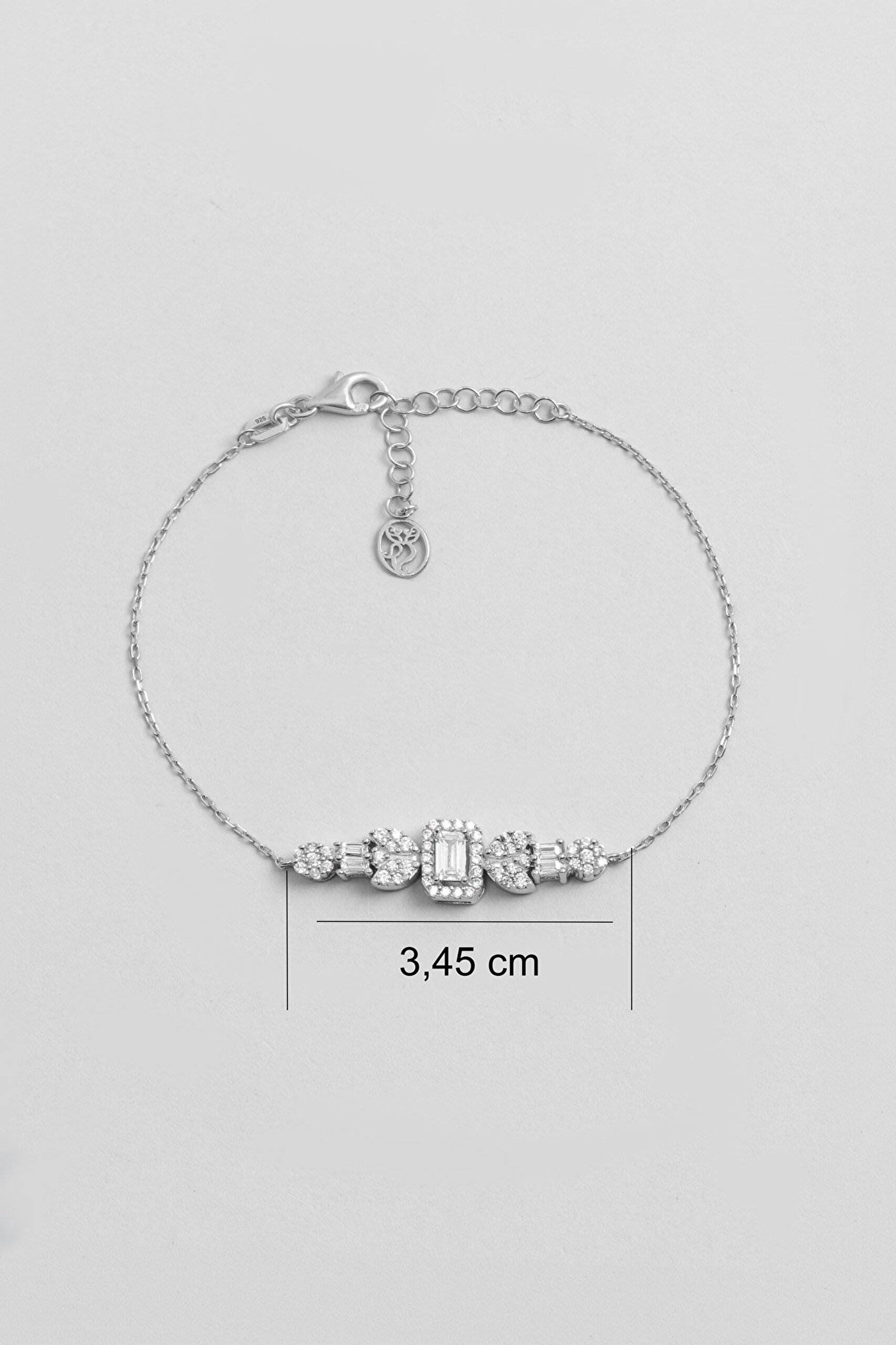 Baget Tasarım 18 Ayar Beyaz Altın Kaplama 19 Cm Gümüş Bileklik - 2