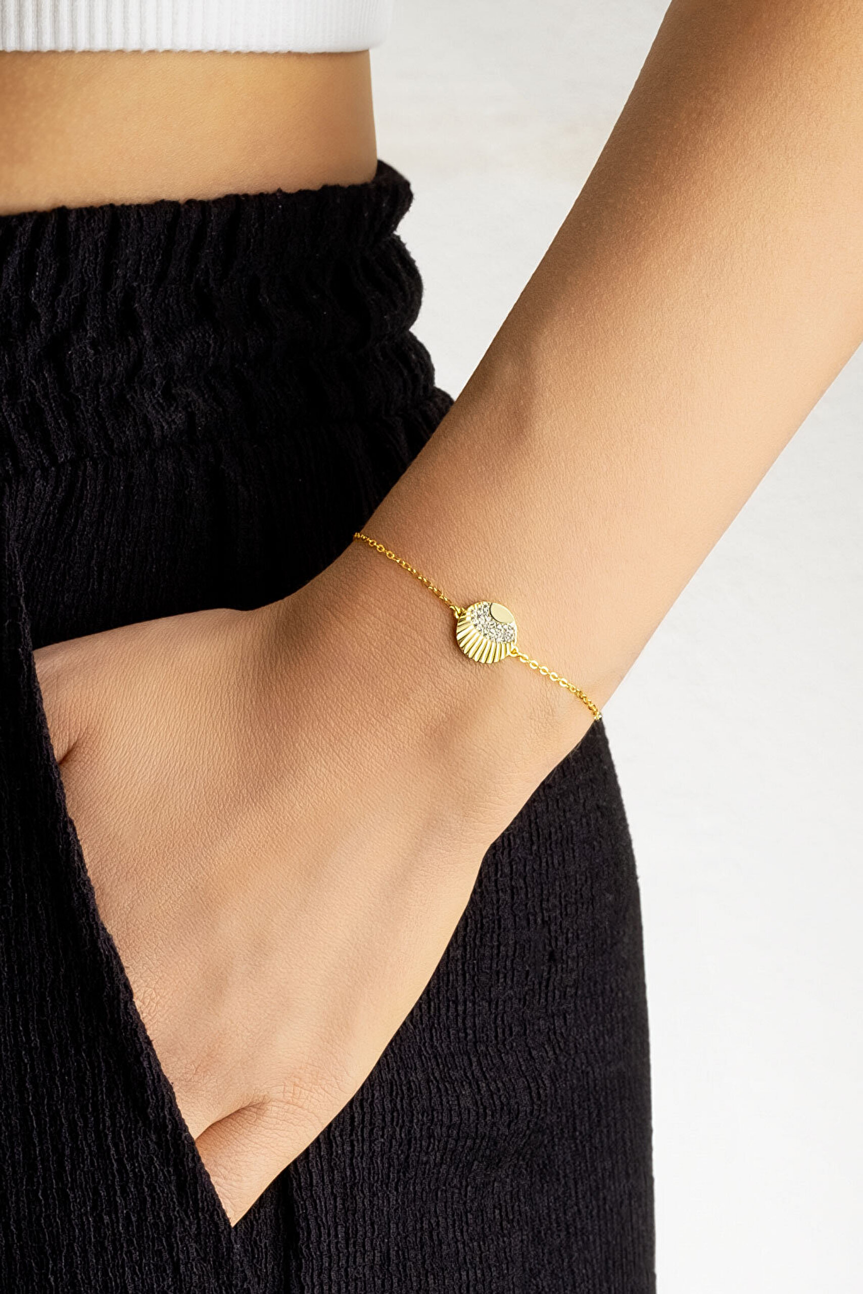 Minimal Tasarım 18 Ayar Beyaz Altın Kaplama 19 Cm Gümüş Bileklik - 2