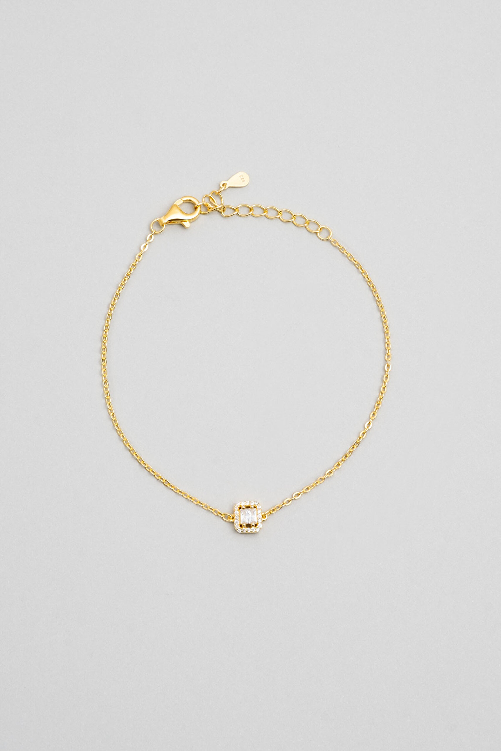 ⁠ Işıltılı Güzellik 18 Ayar Sarı Altın Kaplama 19 Cm Gümüş Baget Bileklik_0}