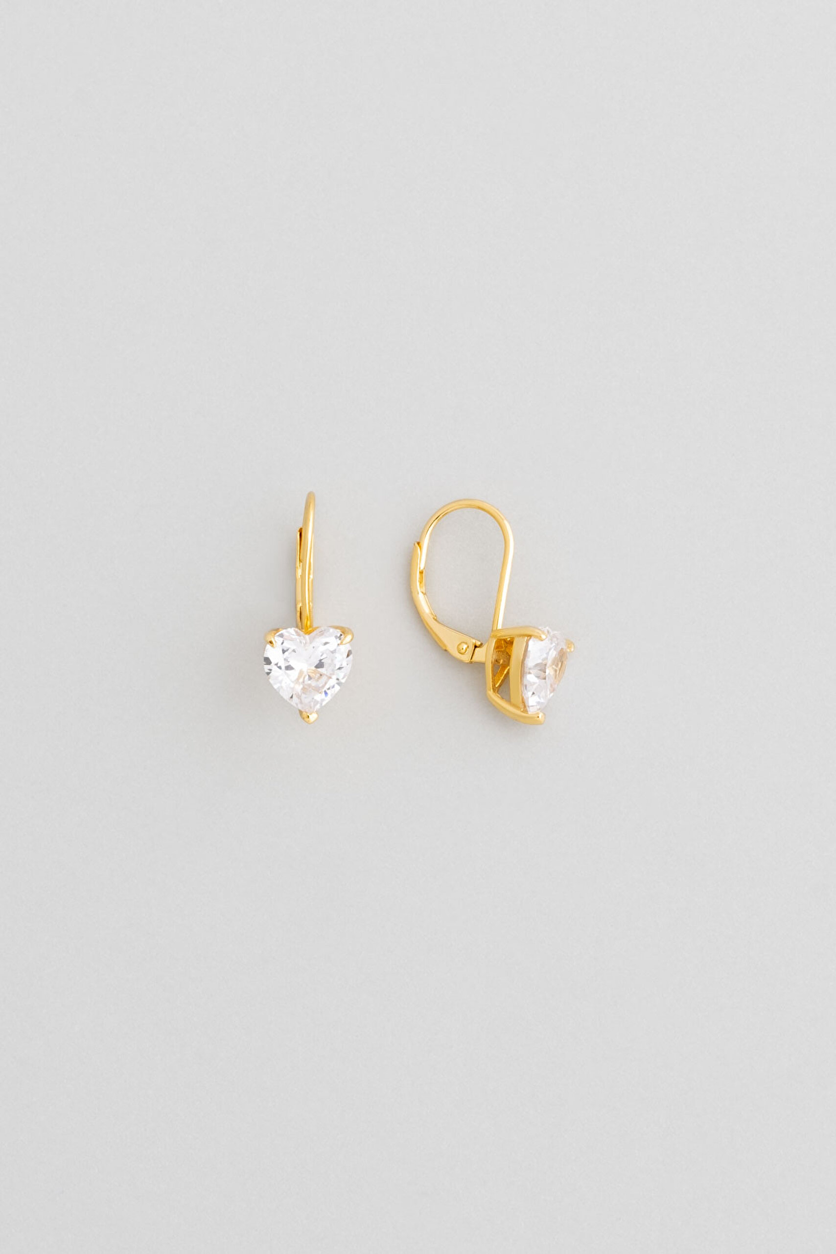 ⁠ Tektaş 18 Ayar Sarı Altın Kaplama Gümüş Kalp Küpe_0}