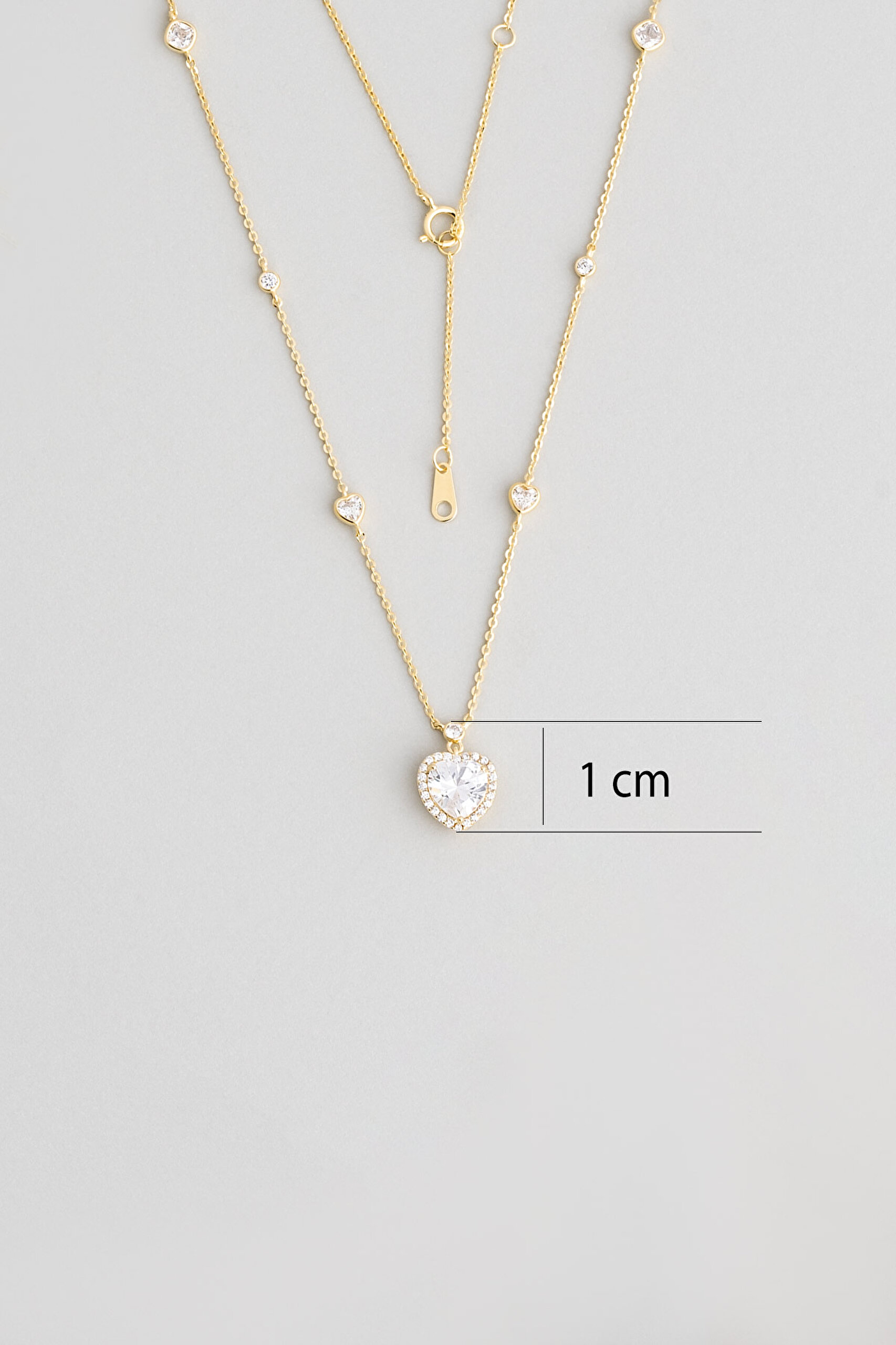 ⁠ Aşk Kalbi 18 Ayar Sarı Altın Kaplama 45 Cm  Gümüş Minimal Kolye_2}
