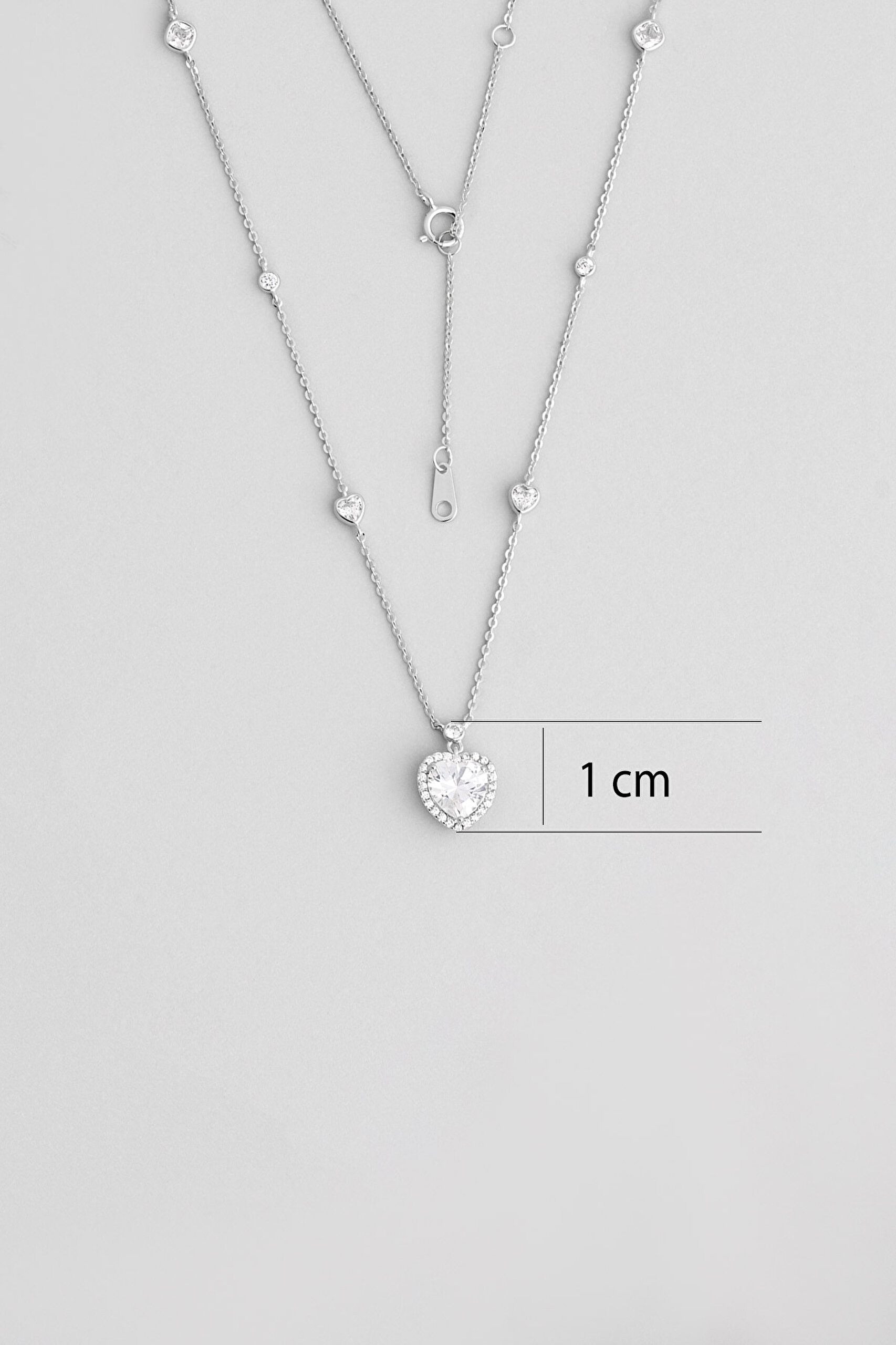 ⁠ Aşk Kalbi 18 Ayar Beyaz Altın Kaplama 45 Cm  Gümüş Minimal Kolye_2}