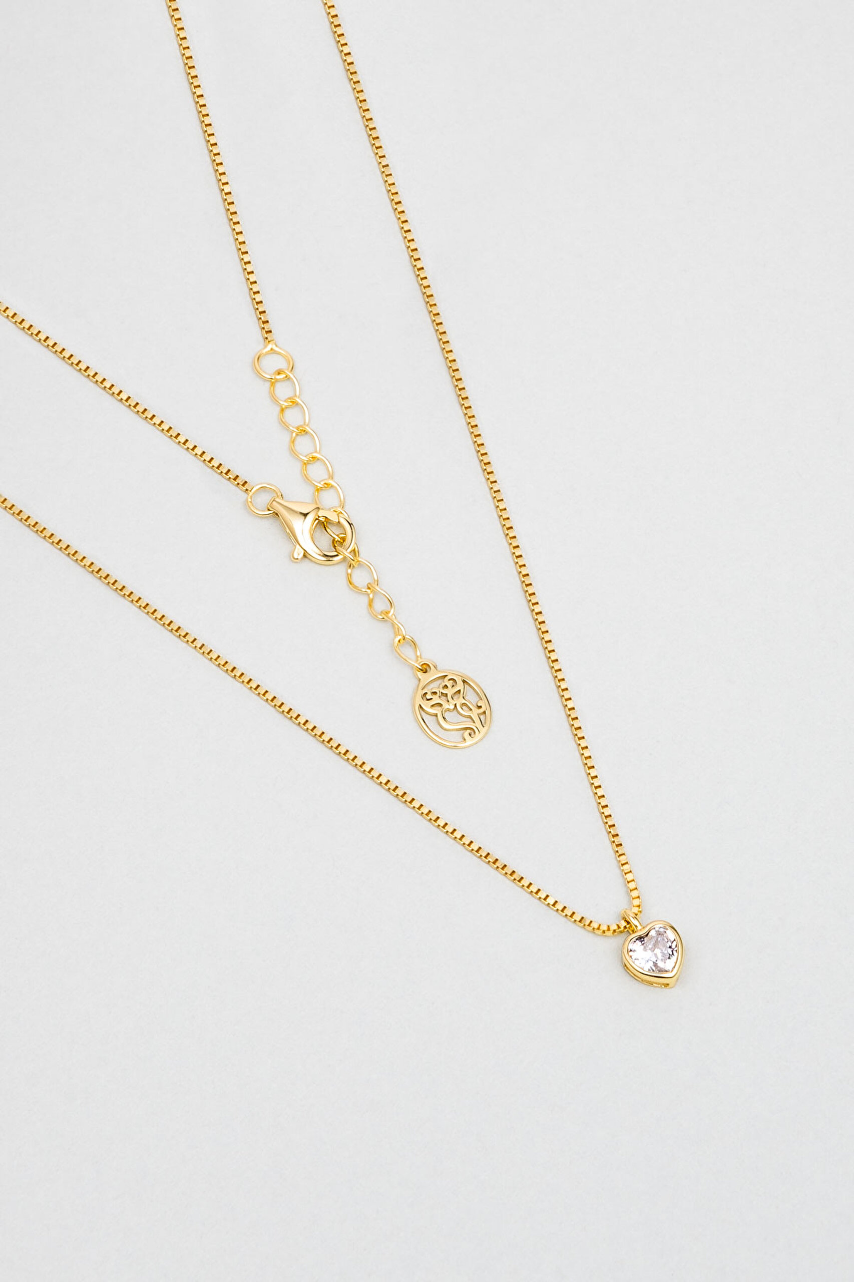 ⁠ Romantik Aşk 18 Ayar Sarı Altın Kaplama 43 Cm Gümüş Kalp Kolye_0}