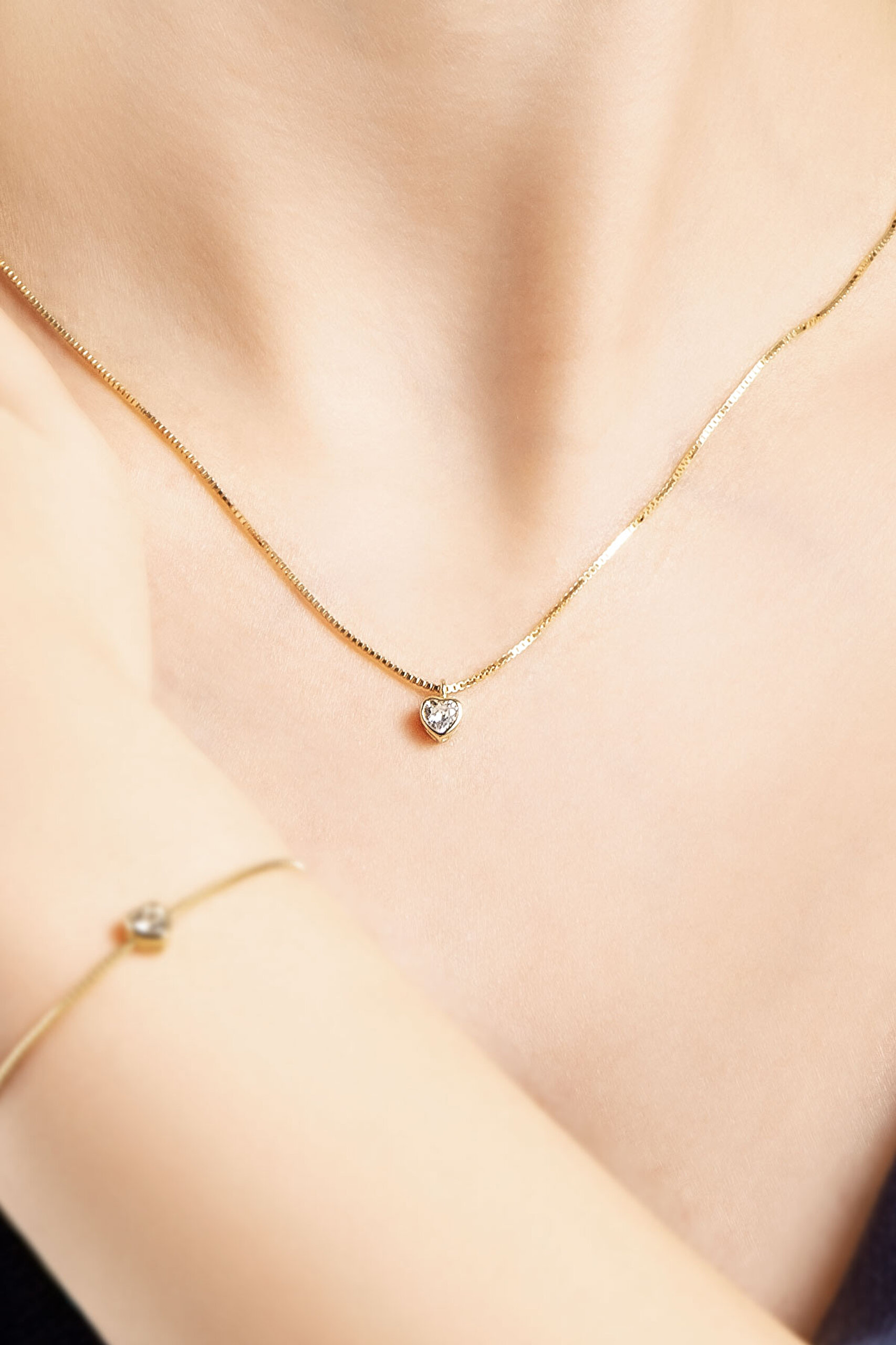 ⁠ Romantik Aşk 18 Ayar Sarı Altın Kaplama 43 Cm Gümüş Kalp Kolye_1}