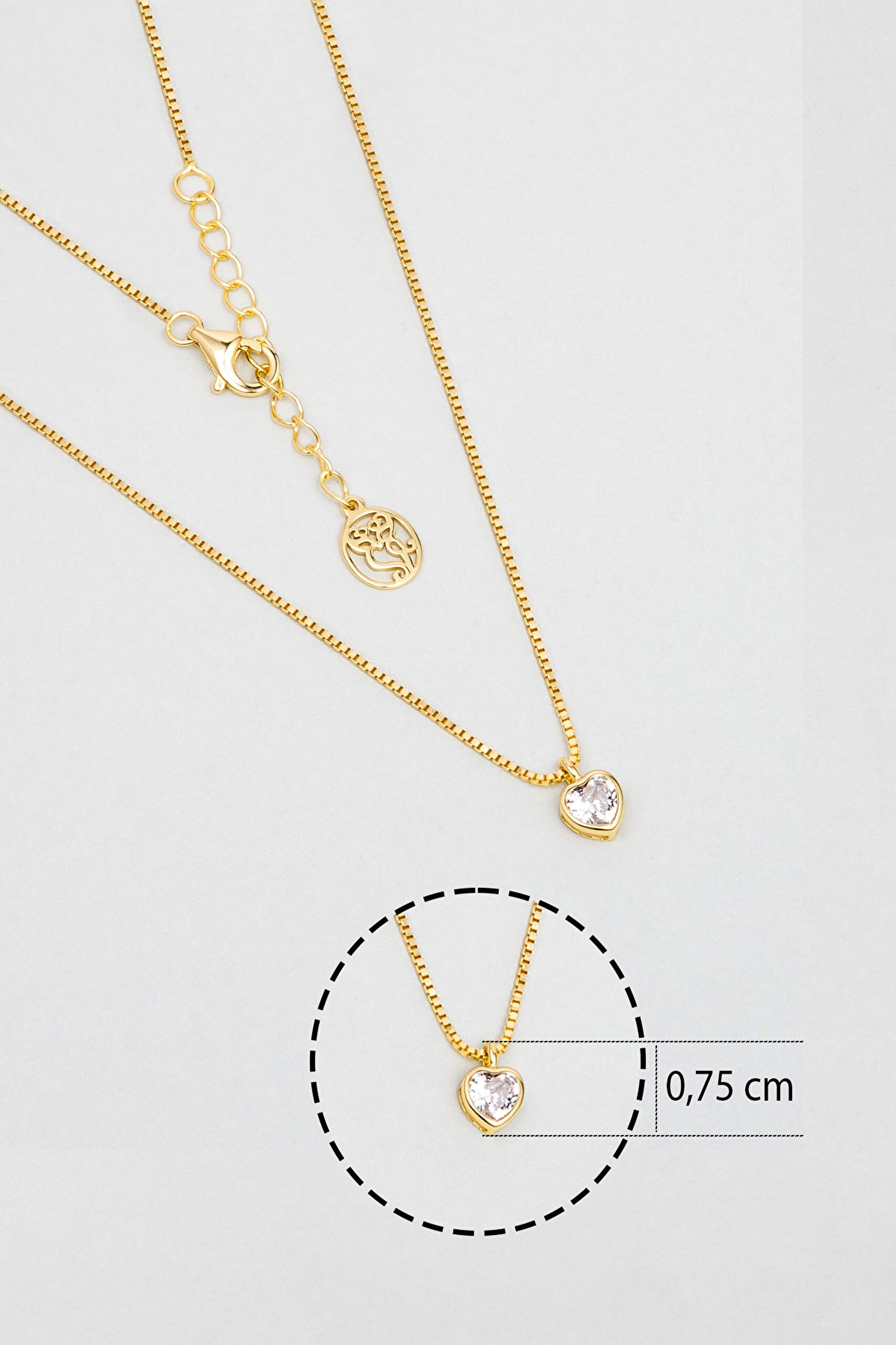 ⁠ Romantik Aşk 18 Ayar Sarı Altın Kaplama 43 Cm Gümüş Kalp Kolye_2}