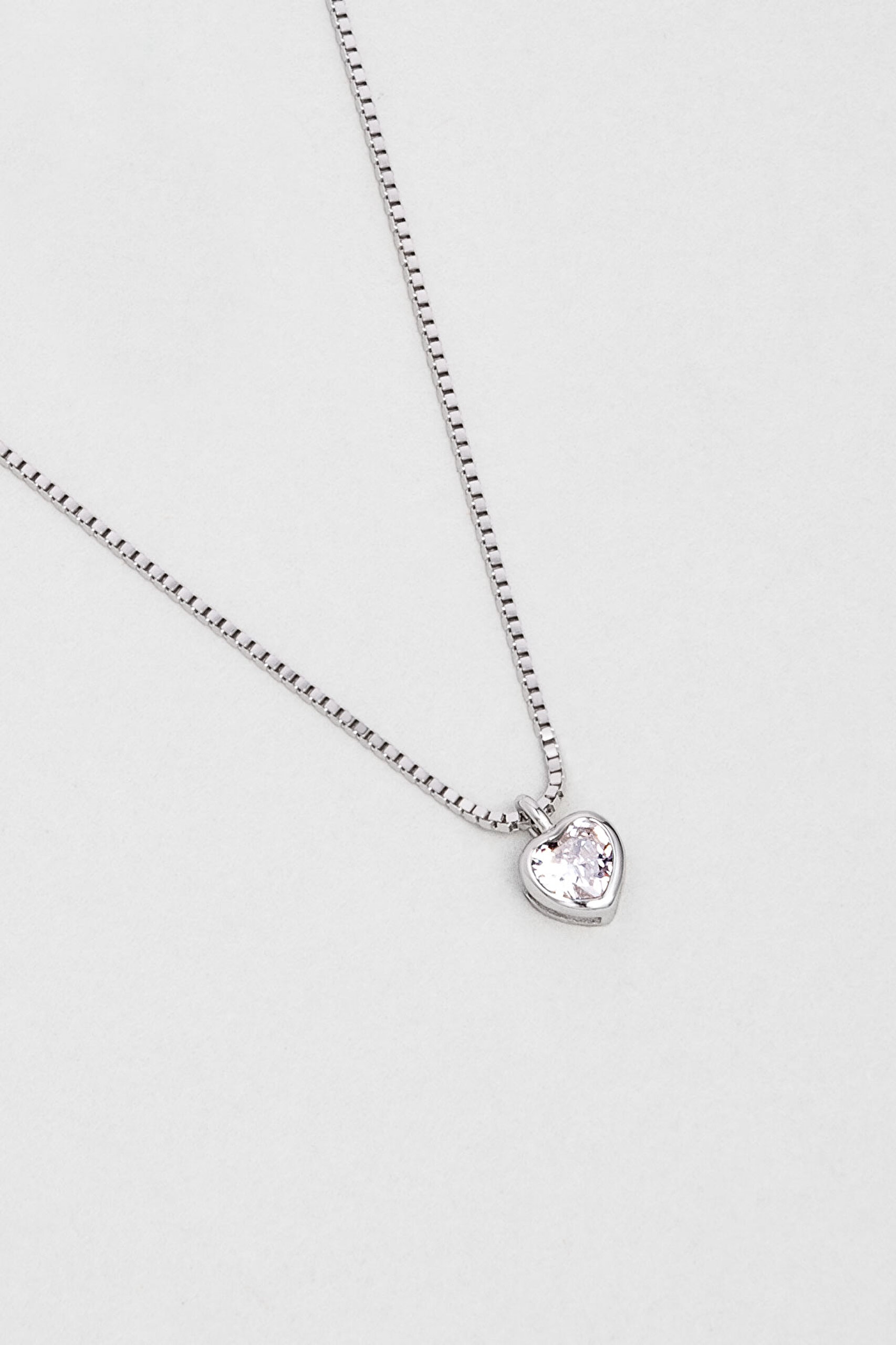 ⁠ Romantik Aşk 18 Ayar Beyaz Altın Kaplama 43 Cm Gümüş Kalp Kolye_4}