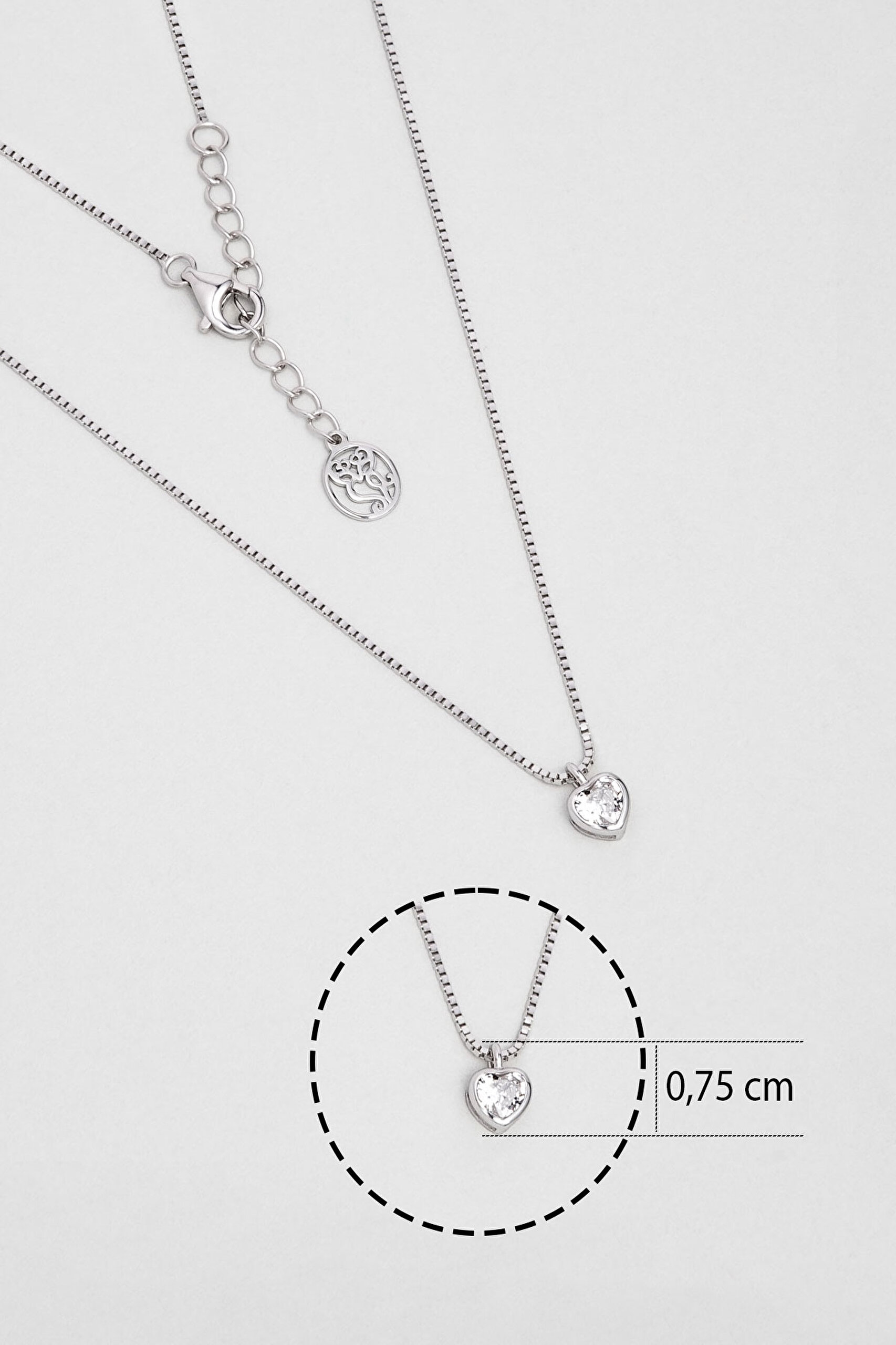 ⁠ Romantik Aşk 18 Ayar Beyaz Altın Kaplama 43 Cm Gümüş Kalp Kolye_2}