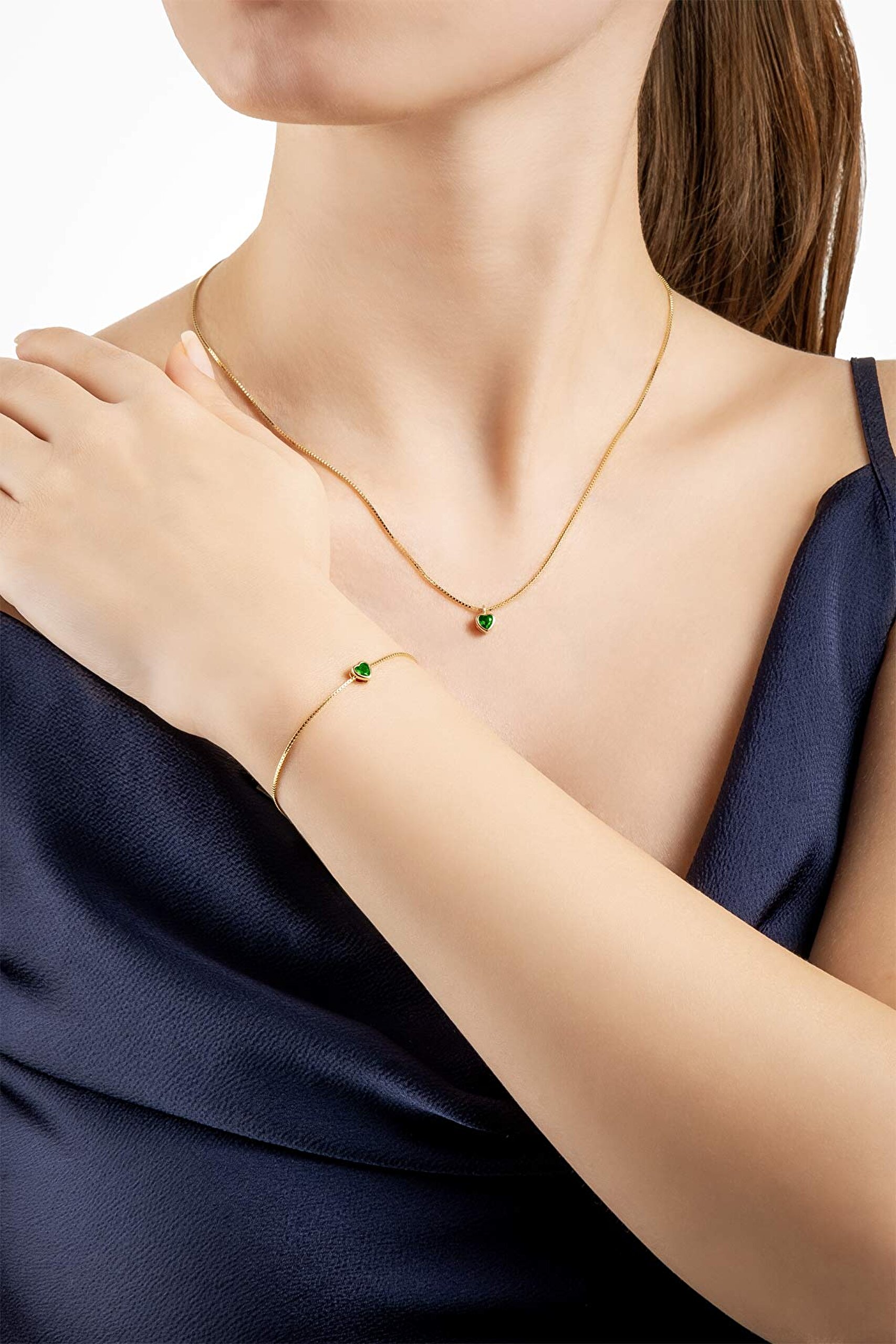 ⁠ Romantik Aşk 18 Ayar Sarı Altın Kaplama 43 Cm Gümüş Kalp Kolye_3}