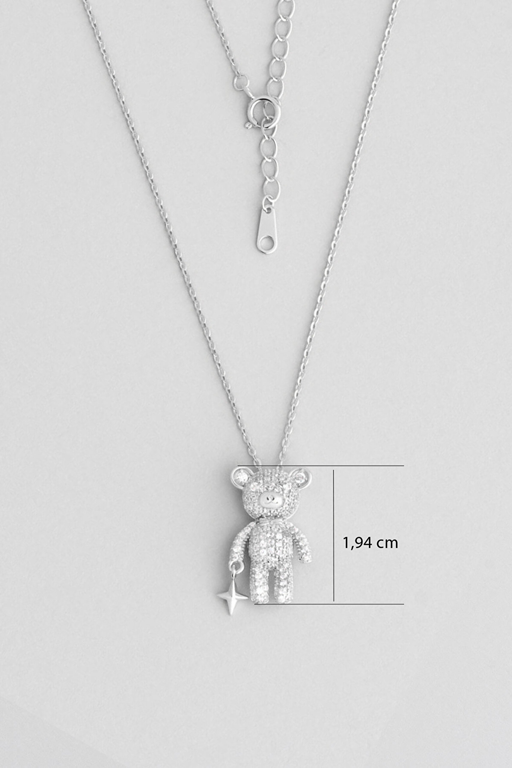 ⁠ Pofuduk Ayıcık 18 Ayar Beyaz Altın Kaplama 45 Cm Gümüş Kolye_2}