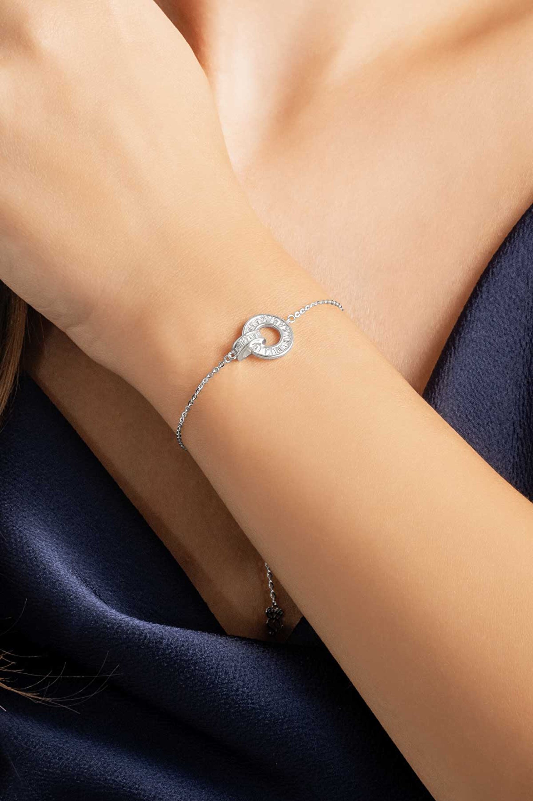 ⁠  Baget Kesim 18 Ayar Beyaz  Altın Kaplama 20  Cm Gümüş Bileklik_3}