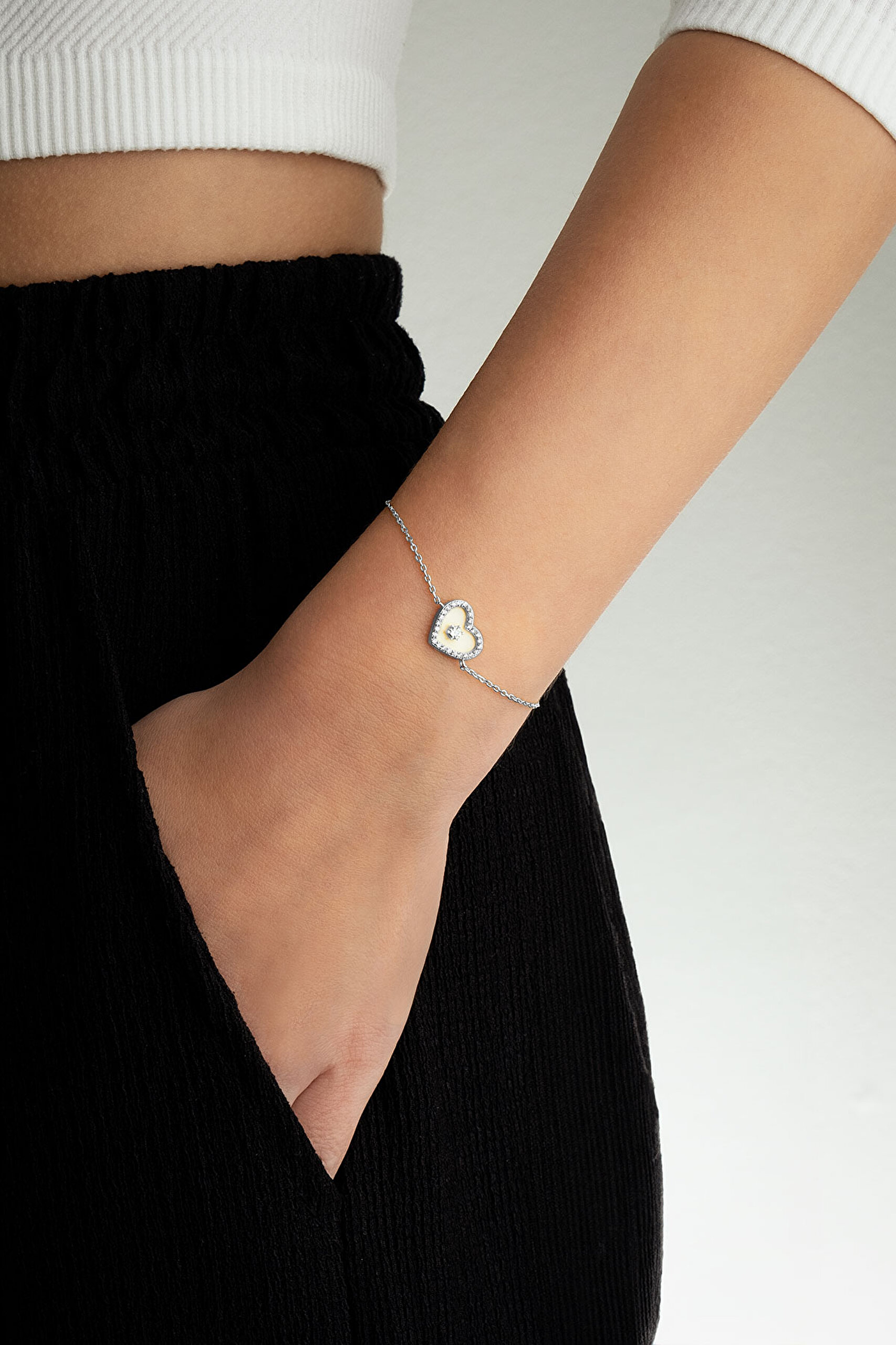 ⁠ Aşk Yıldızı 18 Ayar Sarı Altın Kaplama 18 Cm Gümüş Bileklik_1}