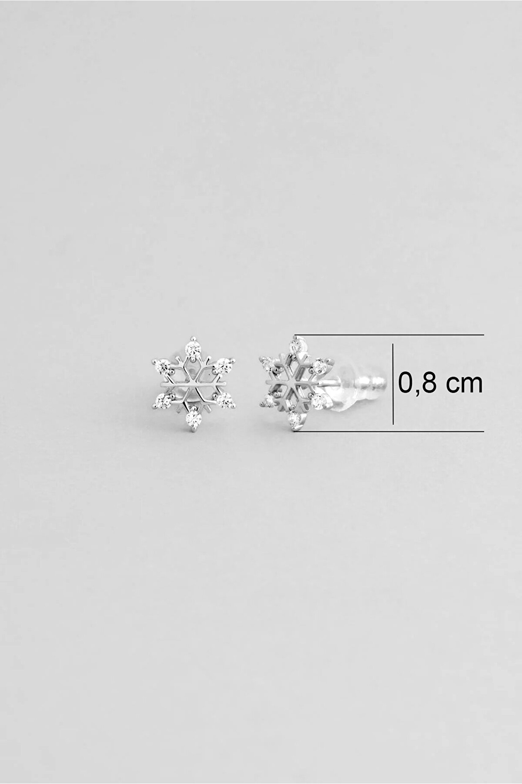 Kar Tanesi 18 Ayar Beyaz Altın Kaplama Gümüş Minimal Küpe - 2