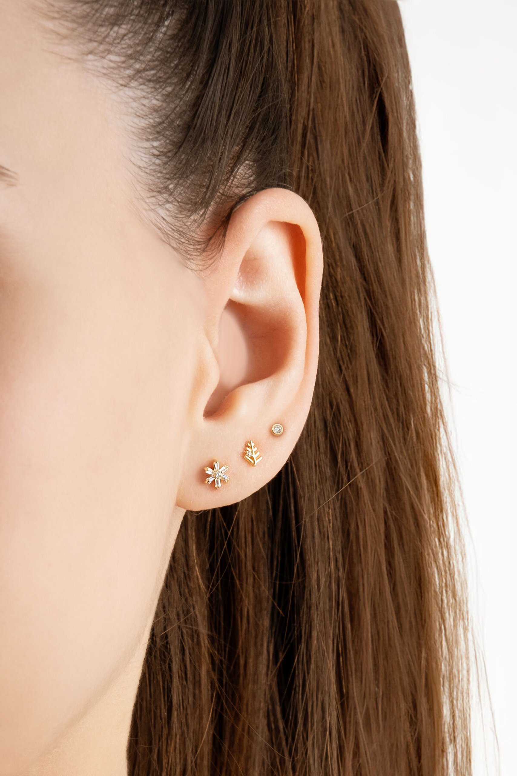 Çiçek Bahçesi 18 Ayar Sarı Altın Kaplama Gümüş Çoklu Küpe - 2