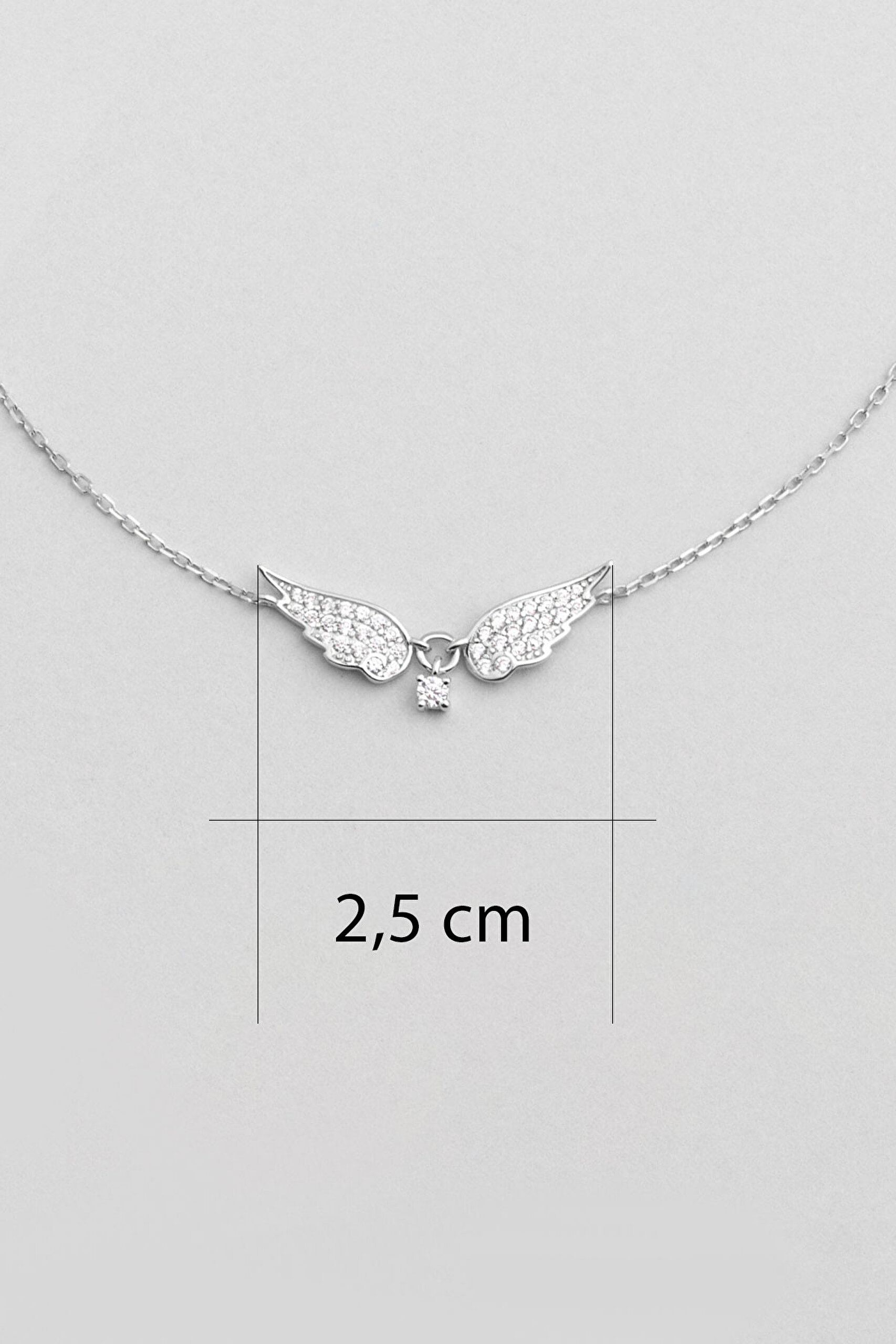 ⁠ Melek Kanadı 18 Ayar Beyaz Altın Kaplama 25 Cm Gümüş Hal Hal 
_1}