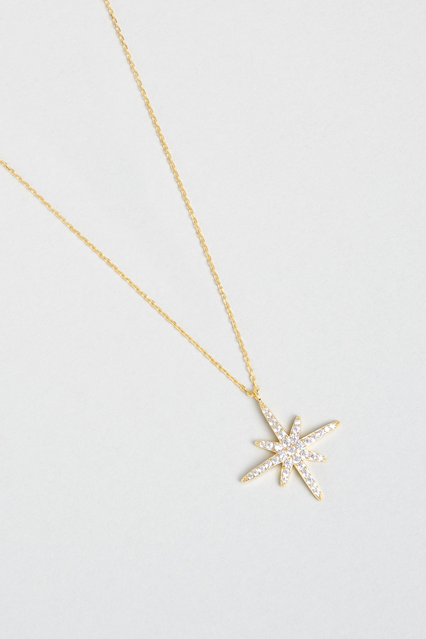 ⁠ Kutup Yıldızı 18 Ayar Sarı Altın Kaplama 45 Cm Gümüş Kolye_1}