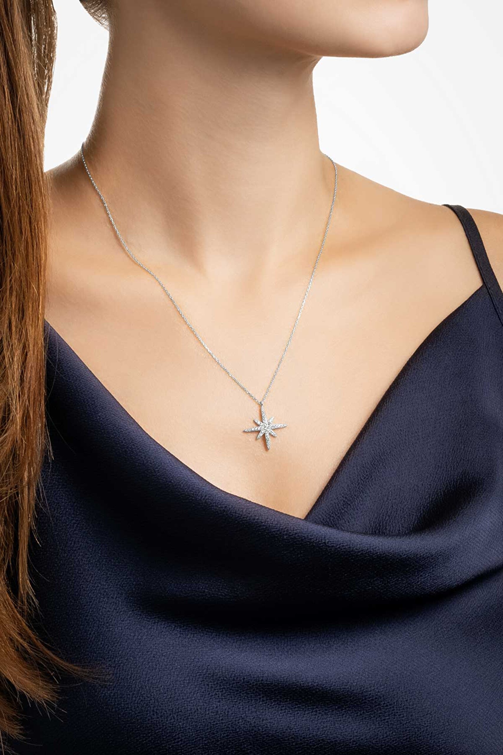 ⁠ Kutup Yıldızı 18 Ayar Beyaz Altın Kaplama 45 Cm Gümüş Kolye_2}