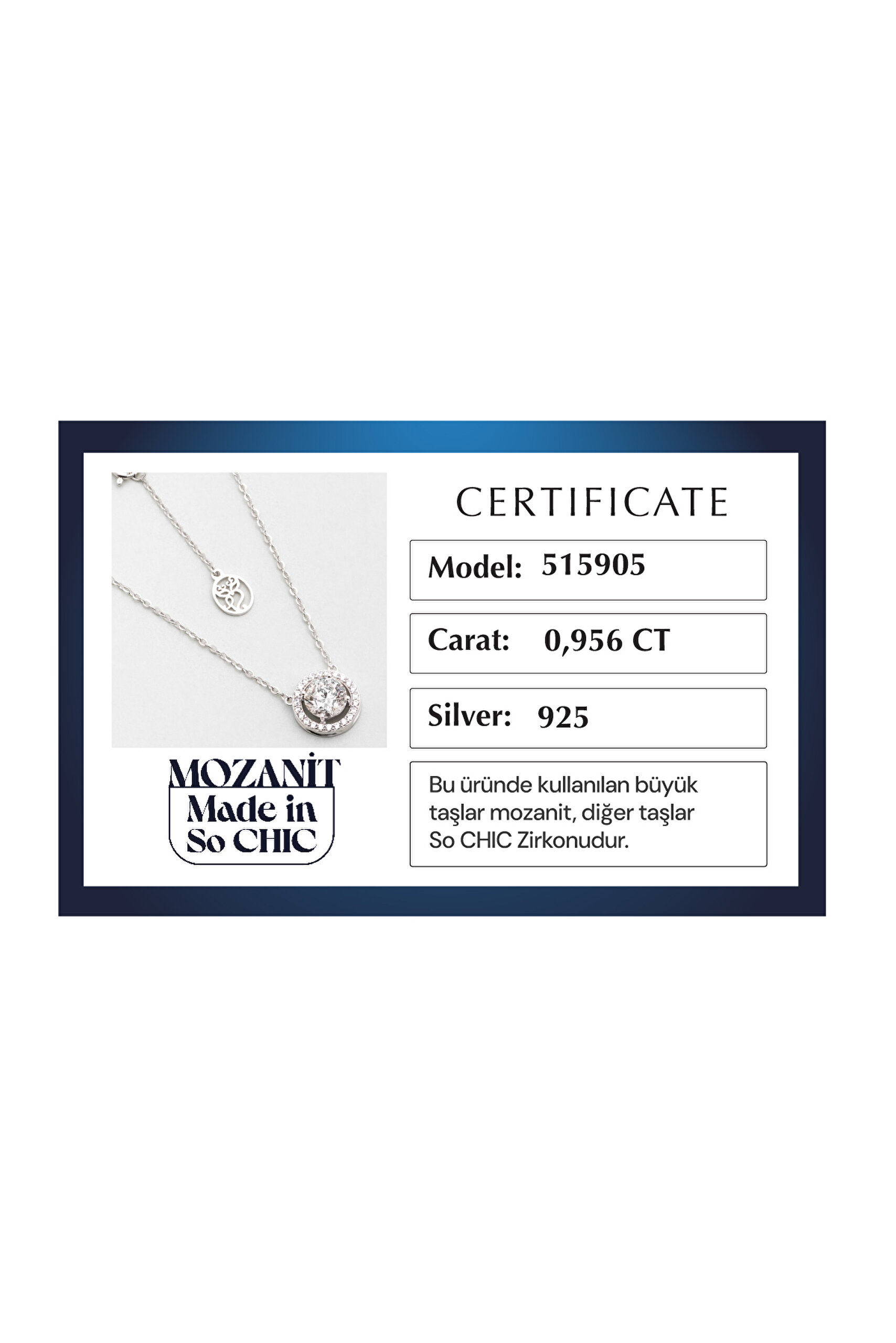 ⁠ Mozanit Taşlı 18 Ayar Beyaz Altın Kaplama 45 Cm Gümüş Kolye_4}