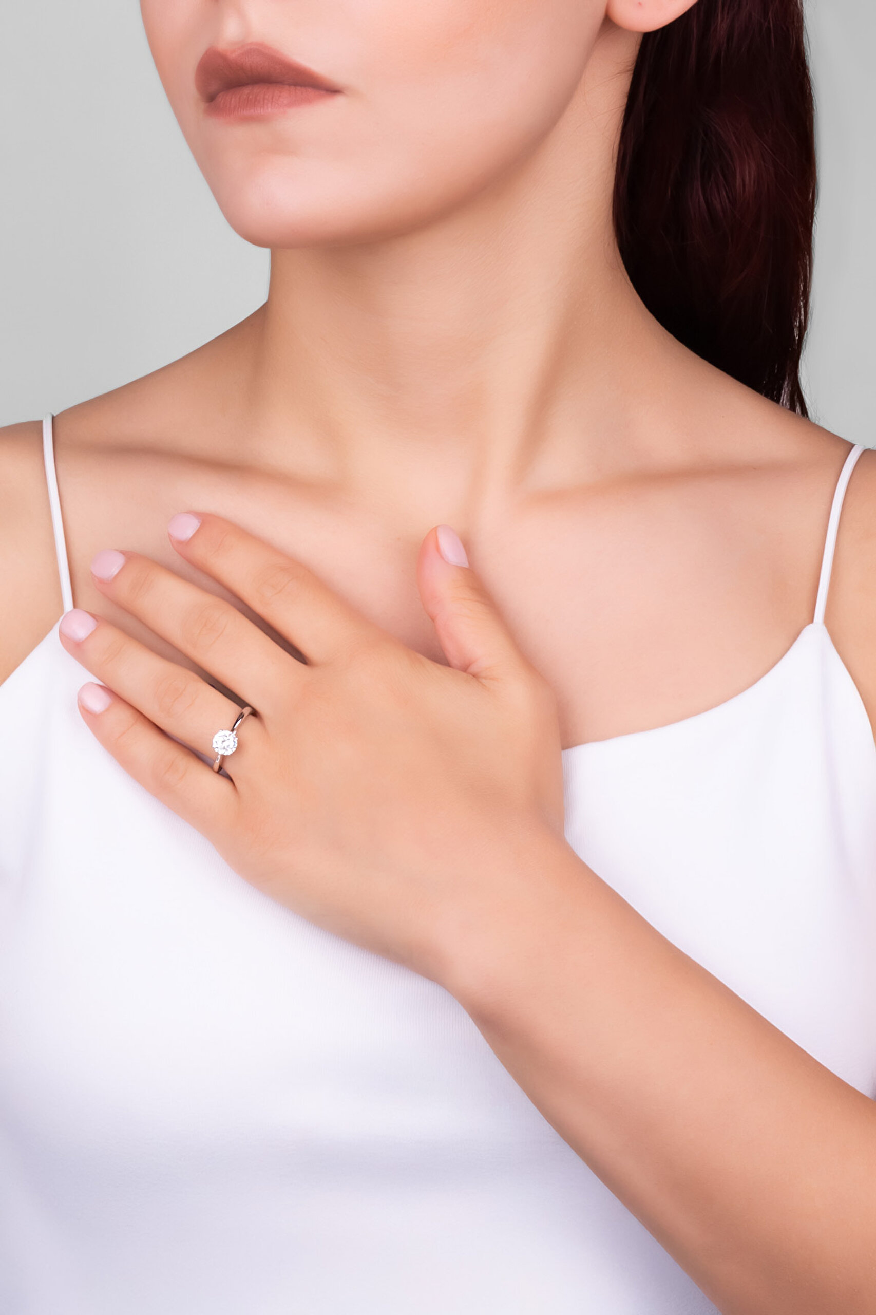 ⁠ Mozanit Fısıltısı 18 Ayar Beyaz Altın Kaplama Gümüş Ayarlanabilir Yüzük_3}