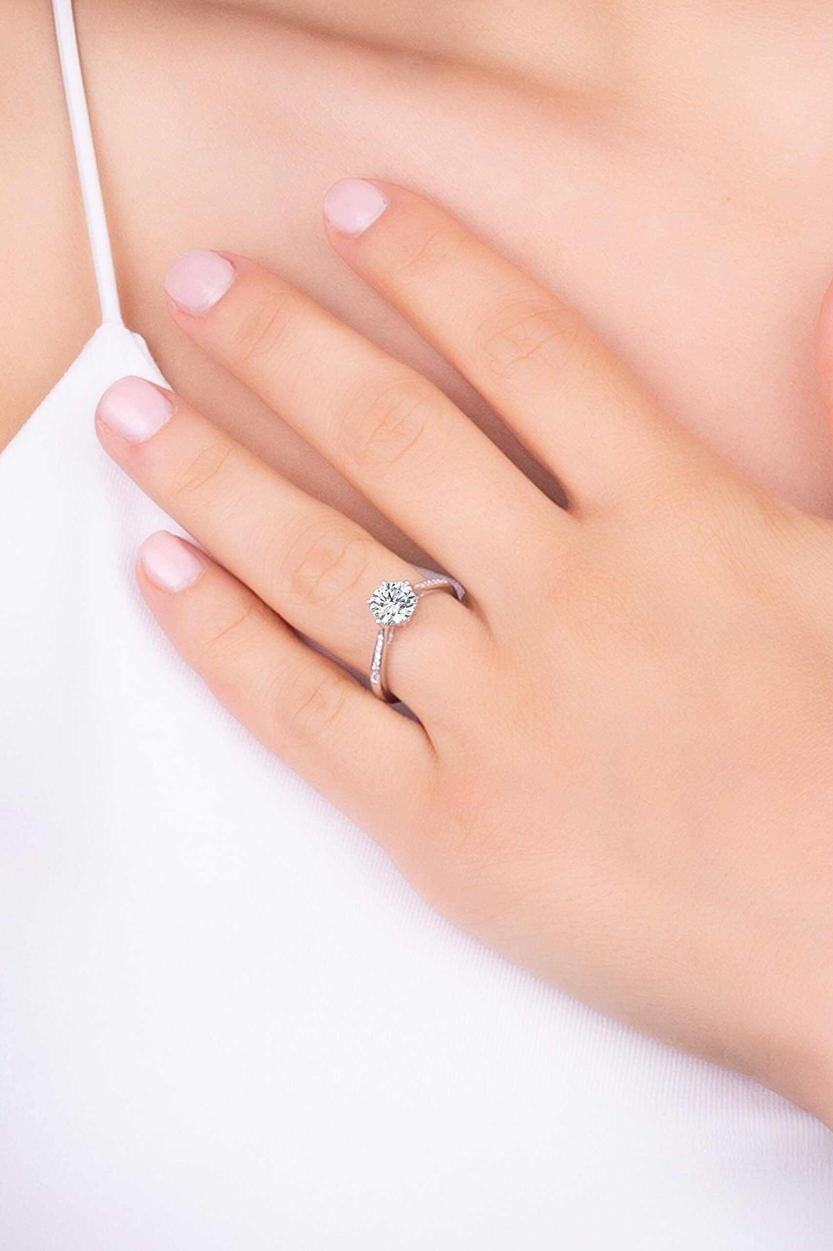 ⁠ Mozanit Yolu 18 Ayar Beyaz Altın Kaplama Ayarlanabilir Gümüş Yüzük_1}